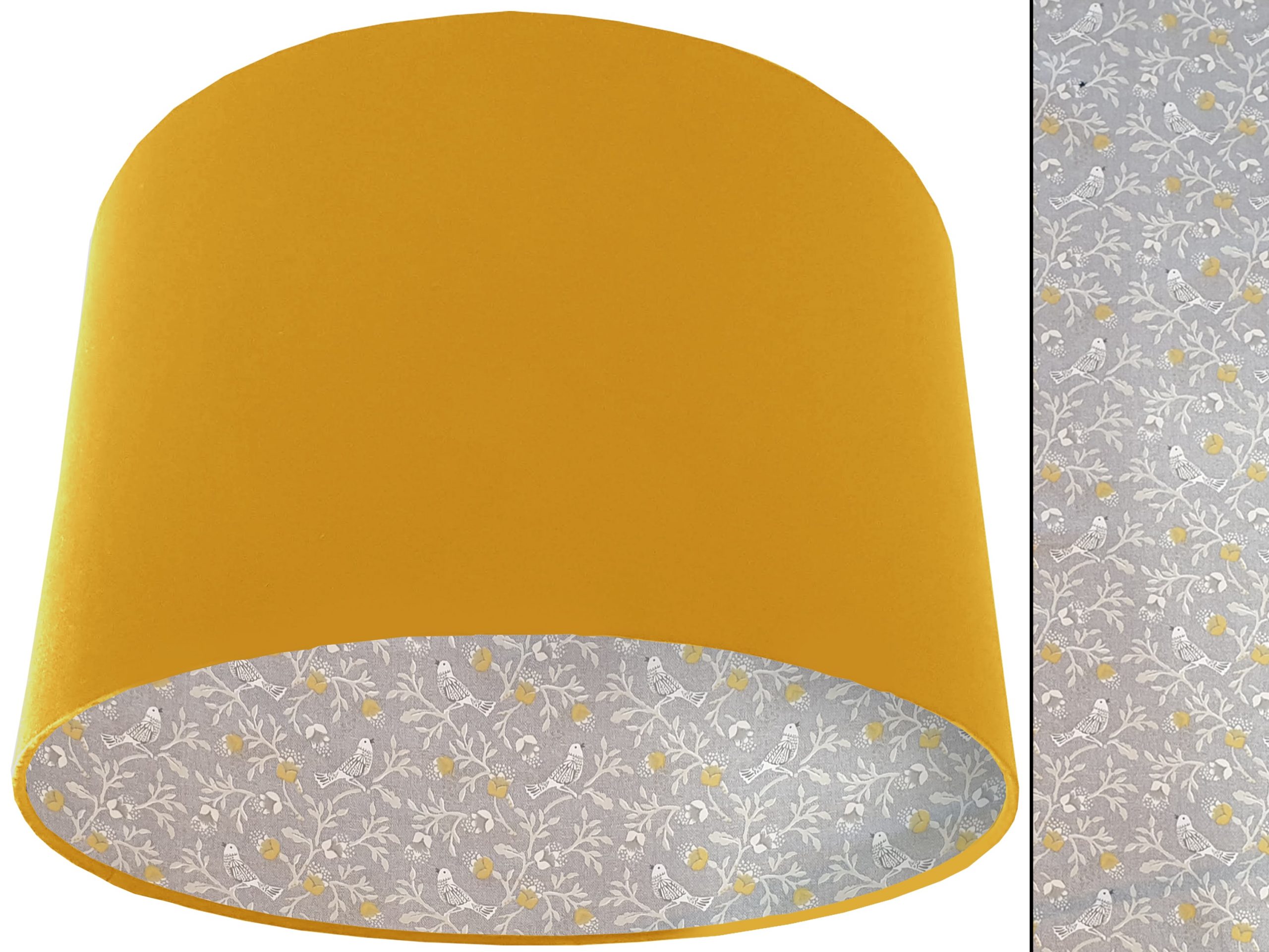Grey Bird Botanical Lampshade Yellow, Country Home Interior