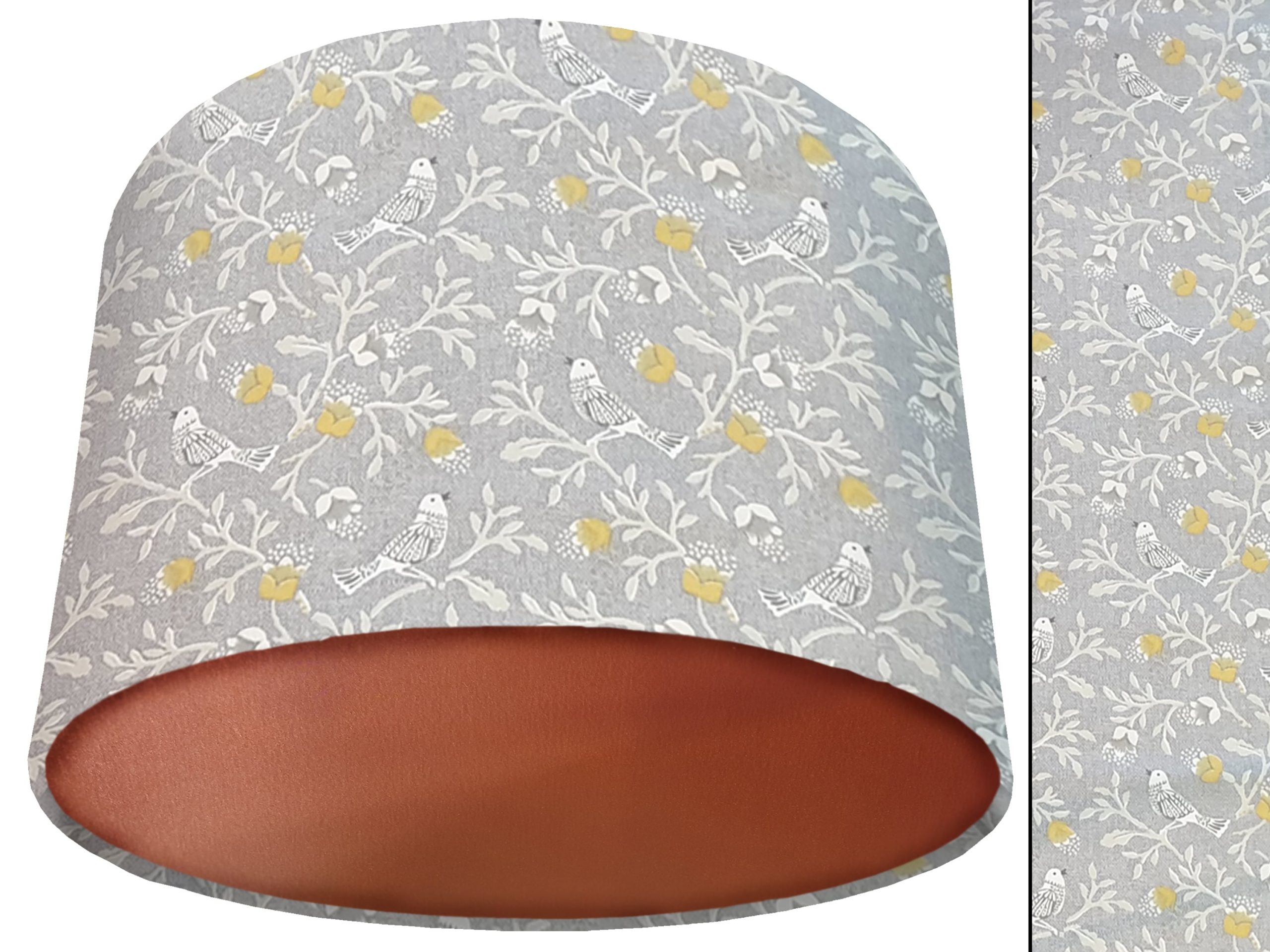 Grey Bird Botanical Lamp Shade Copper, Country Interior Home