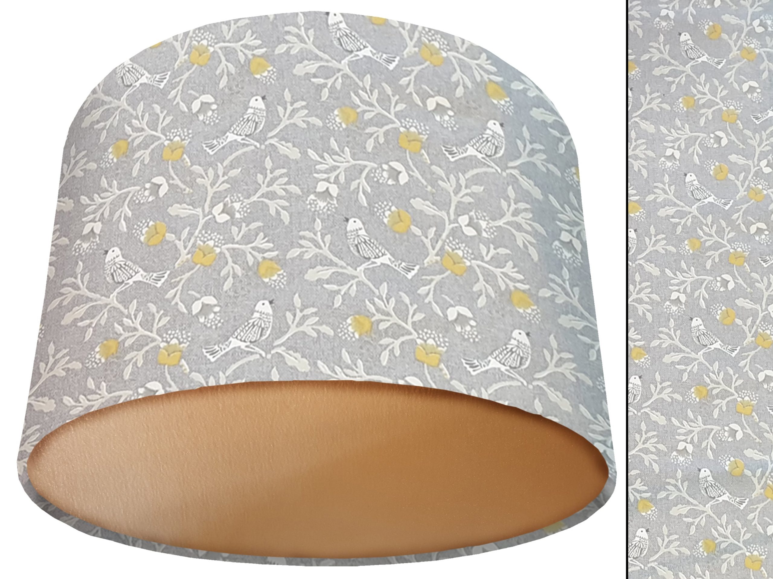 Grey Bird Botanical Lamp Shade Gold, Country Interior Home