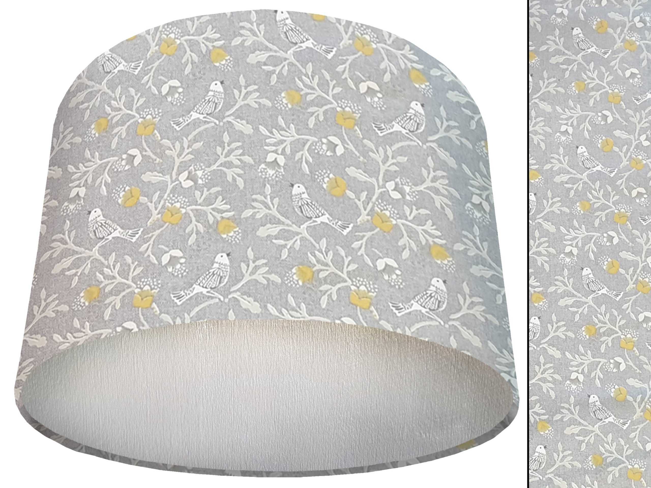 Grey Bird Botanical Lamp Shade Silver, Country Interior Home