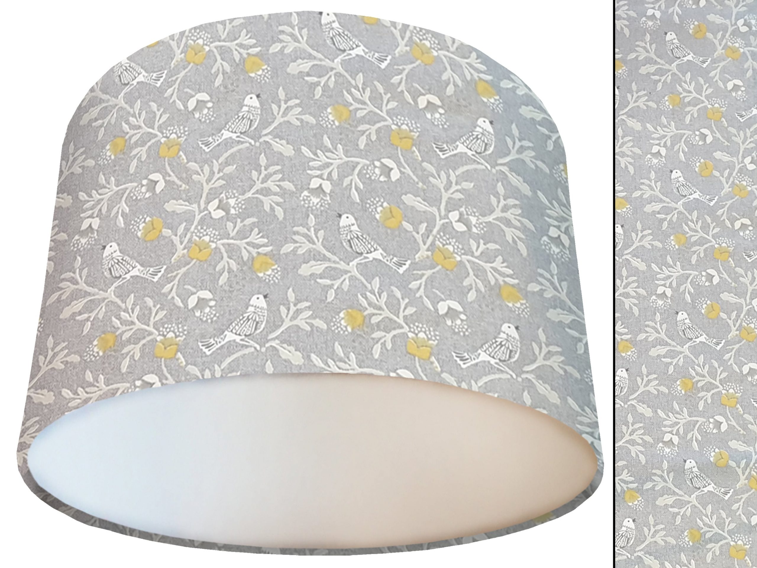 Grey Bird Botanical Lamp Shade White, Country Interior Home