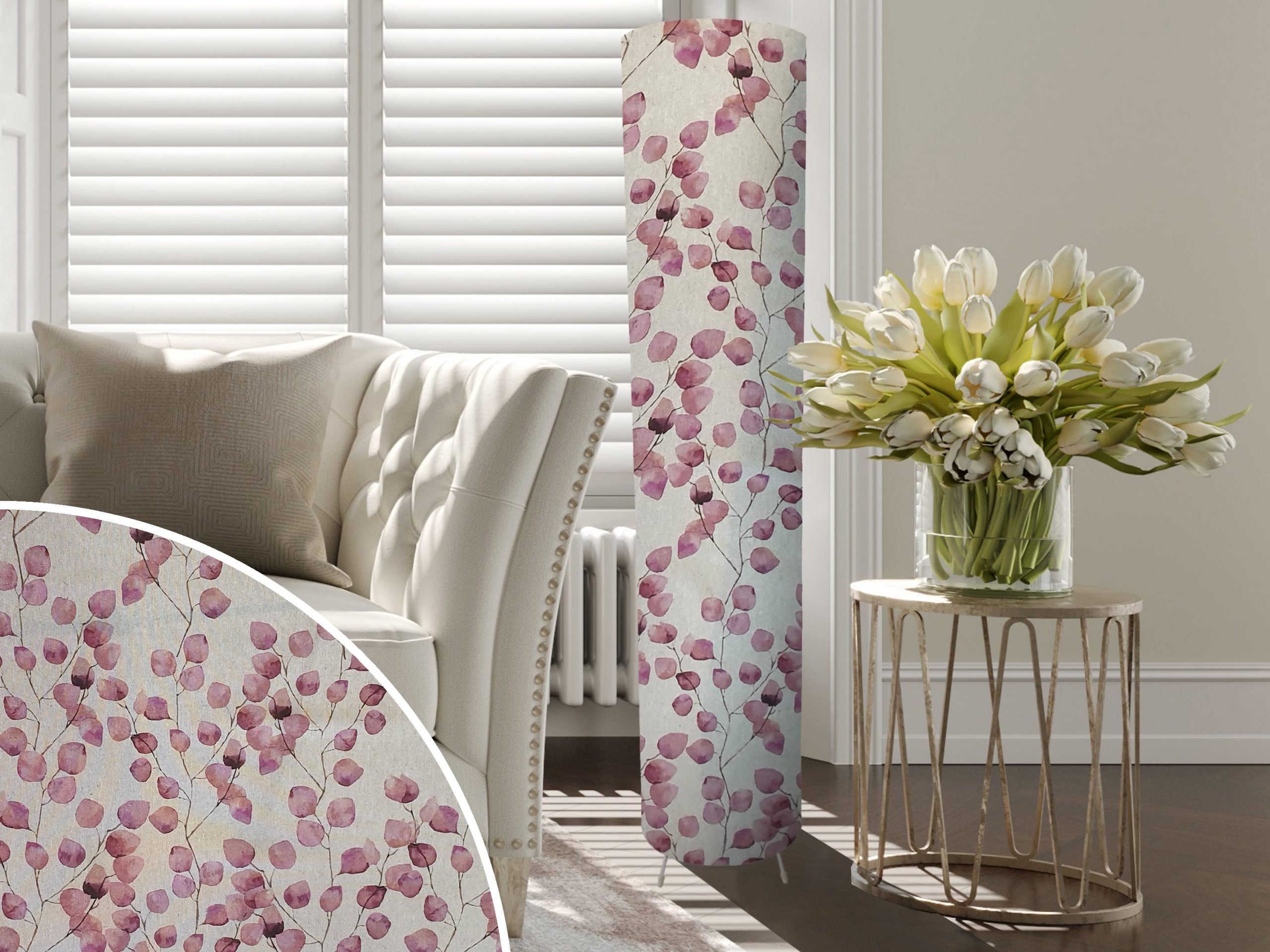 Honesty Pink Floor Lamp, Country Home Interior