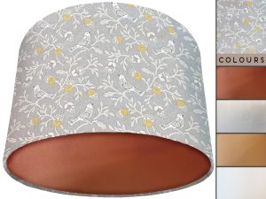Grey Bird Botanical Lamp Shade Copper, Country Interior Home