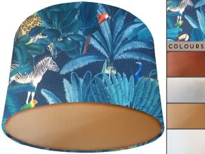 Dark Spotty Jungle Velvet Lampshade Gold, Tropical Interior