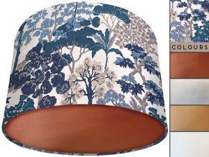 Oriental Trees Blue Lamp Shade Copper, Modern Botanical