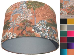 Oriental Trees Orange Light Shade Light Grey, Modern Botanical