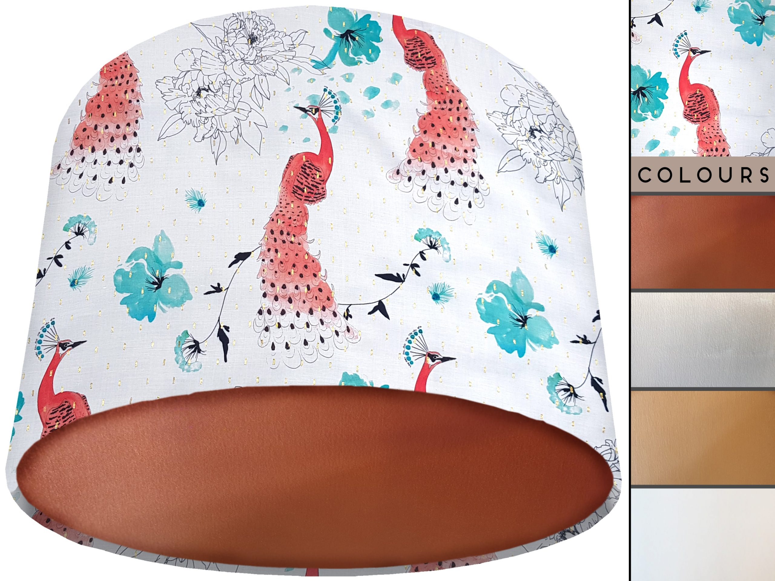Pink Peacock Lamp Shade Copper, Stylish Home Interior