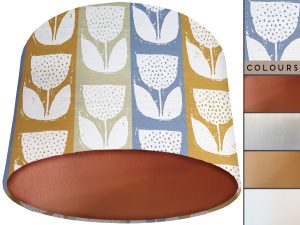 Scandi Flowers Striped Lamp Shade Copper, Modern Botanical
