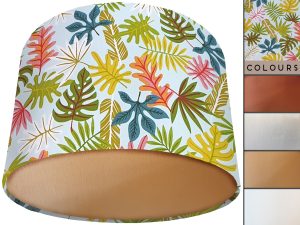 Tropical Leaf Mint Lamp Shade Gold, Vibrant Interior Lighting