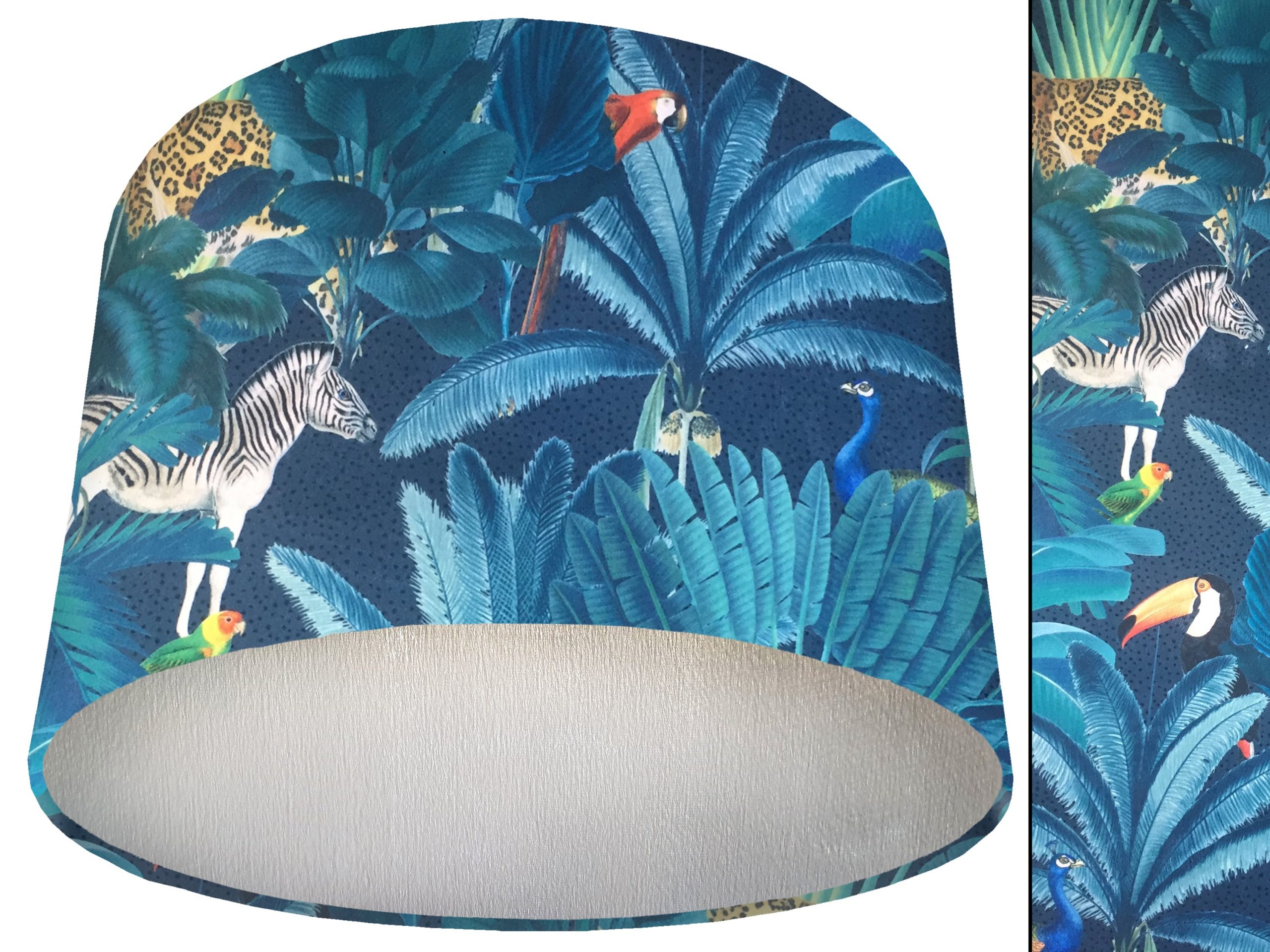 Dark Spotty Jungle Velvet Lampshade Silver, Tropical Interior
