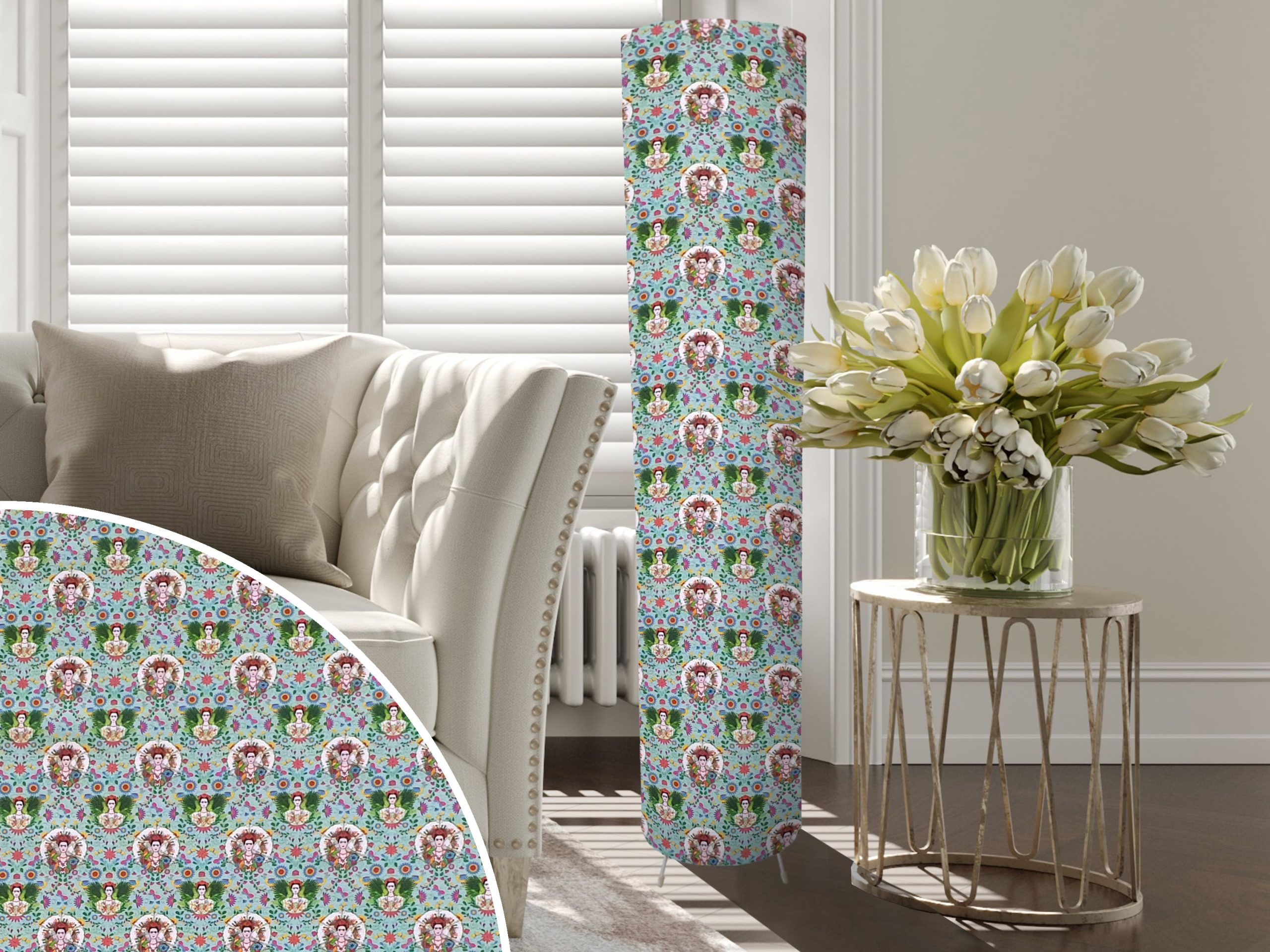 Inspired Frida Kahlo Floor Lamp, Modern Tropical Home