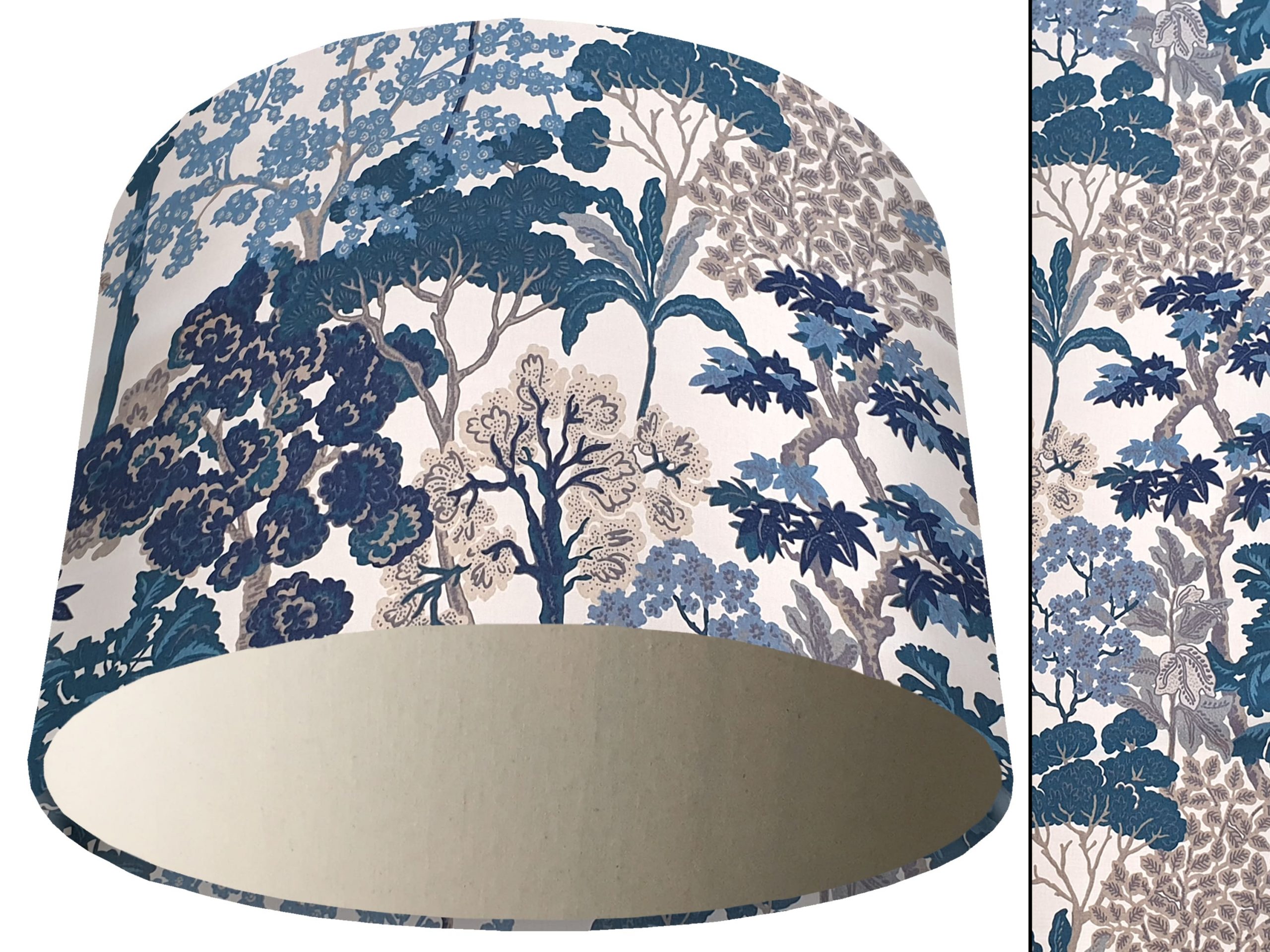 Oriental Trees Blue Light Shade Cream, Exotic Home Interior