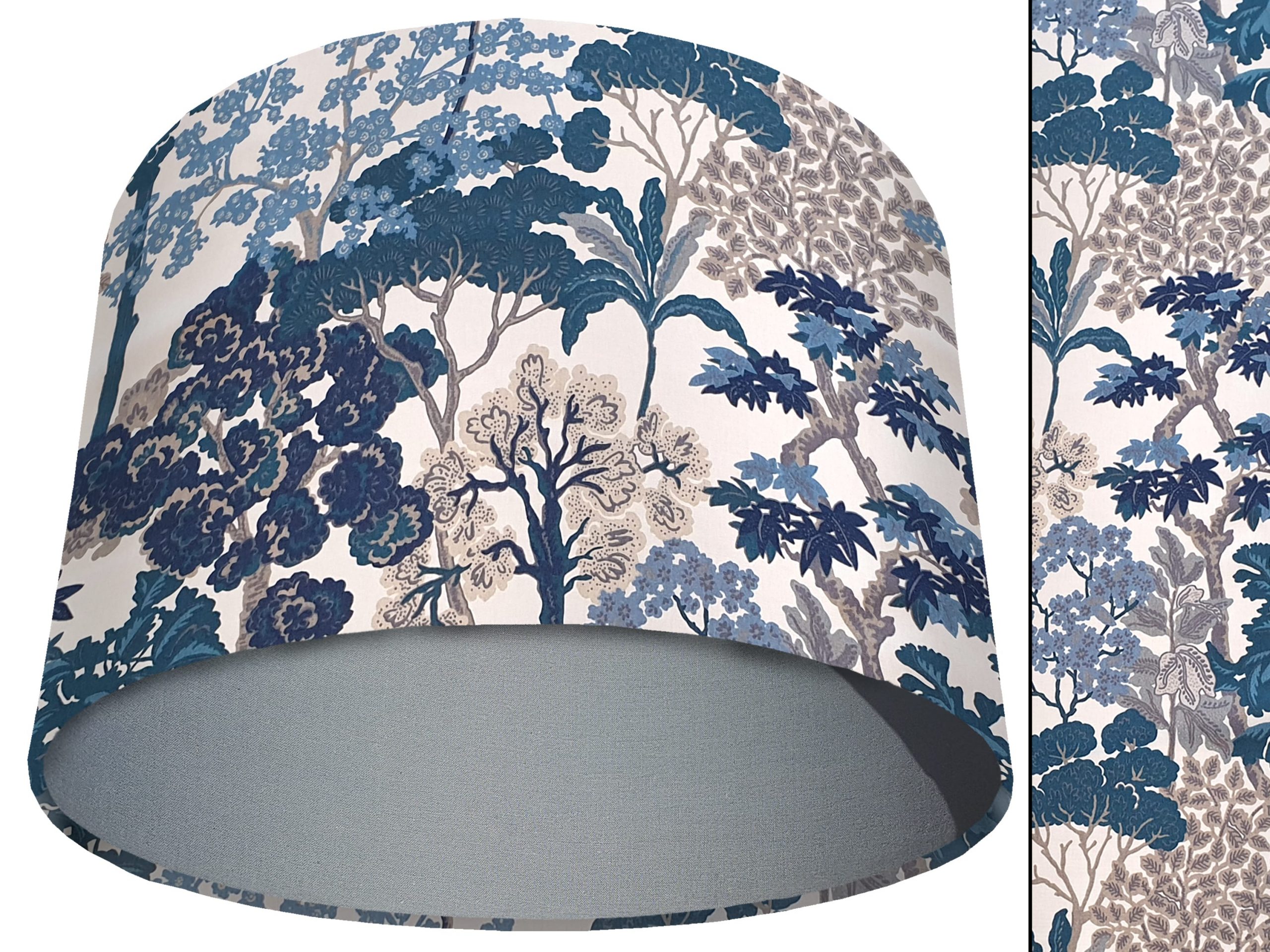Oriental Trees Blue Light Shade Light Grey, Exotic Home Interior