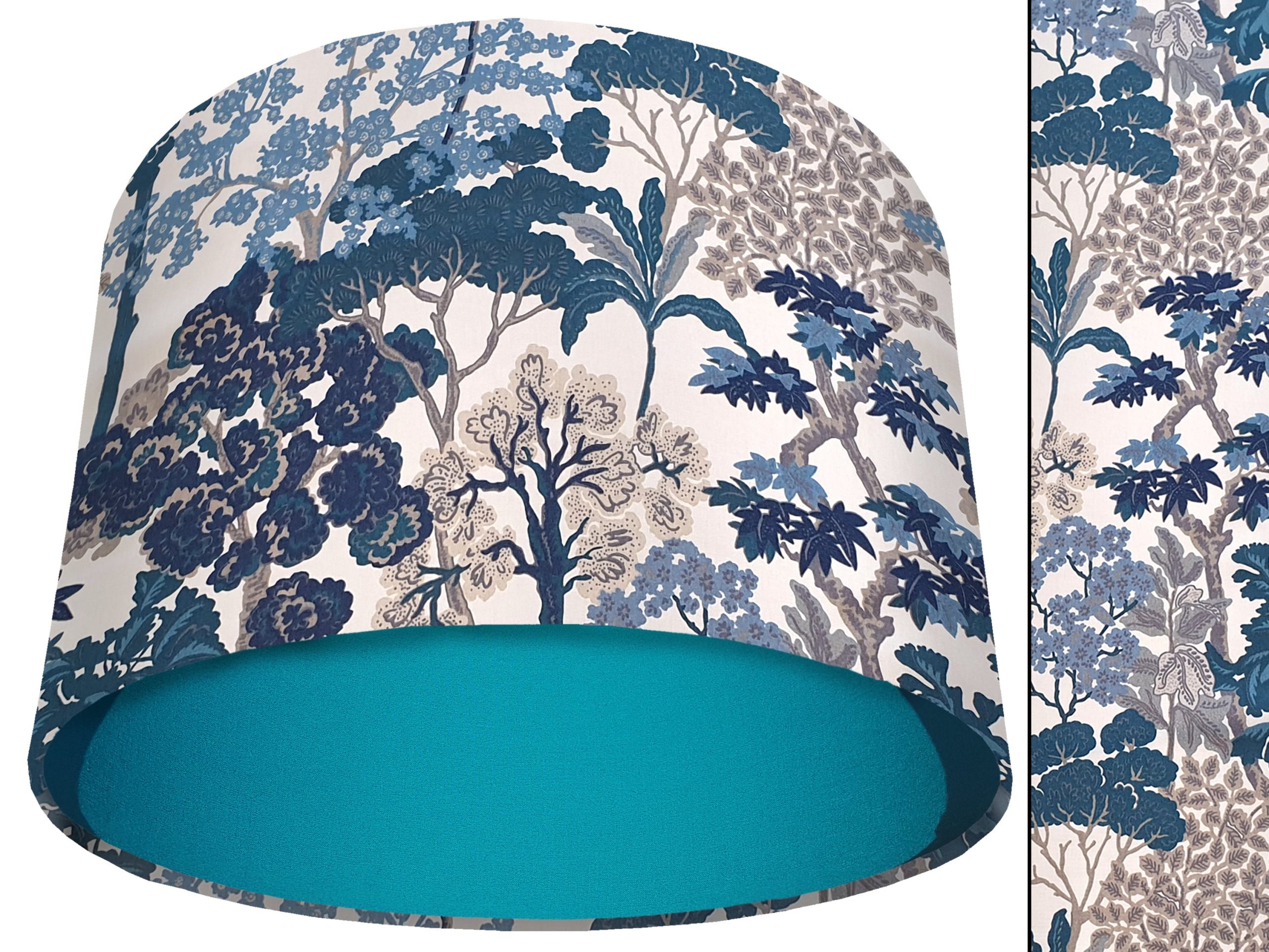 Oriental Trees Blue Light Shade Teal, Exotic Home Interior