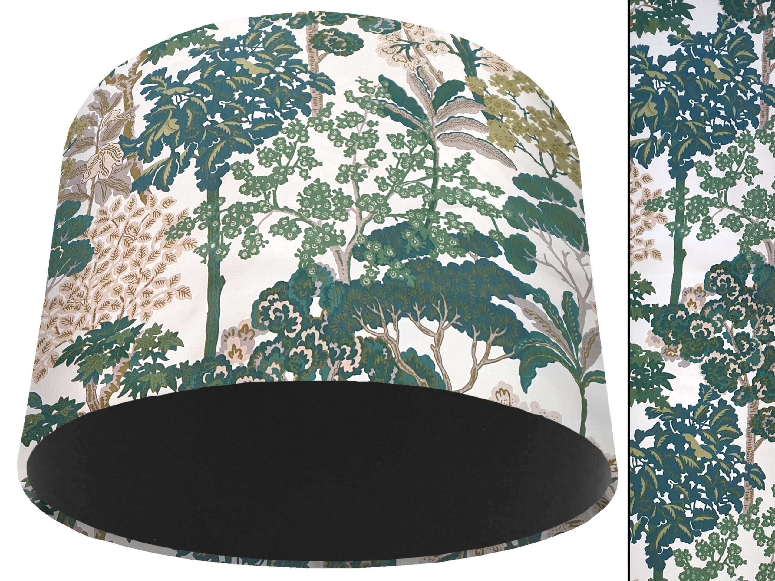 Oriental Trees Green Light Shade Black, Modern Country