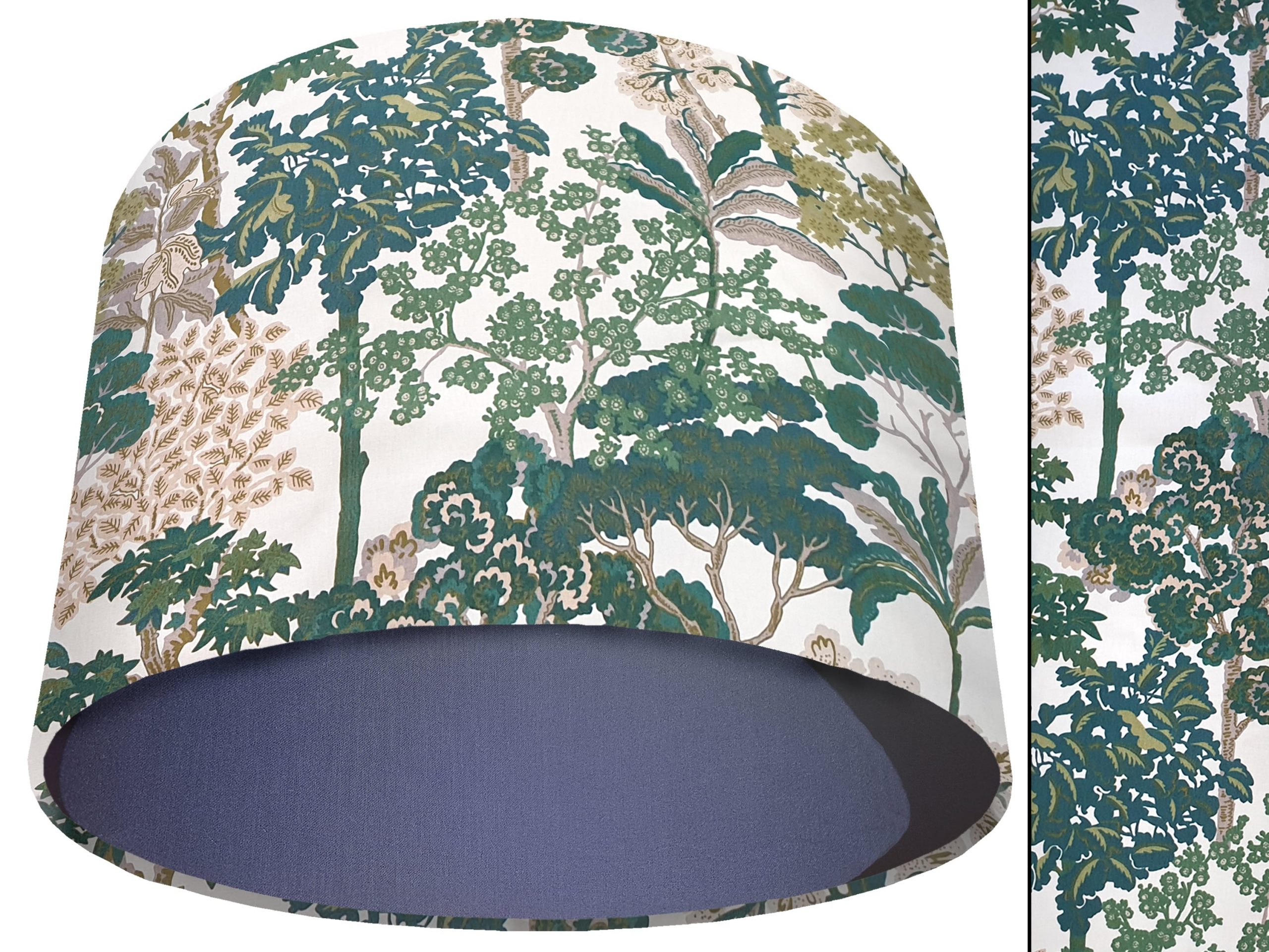 Oriental Trees Green Light Shade Blue, Modern Country
