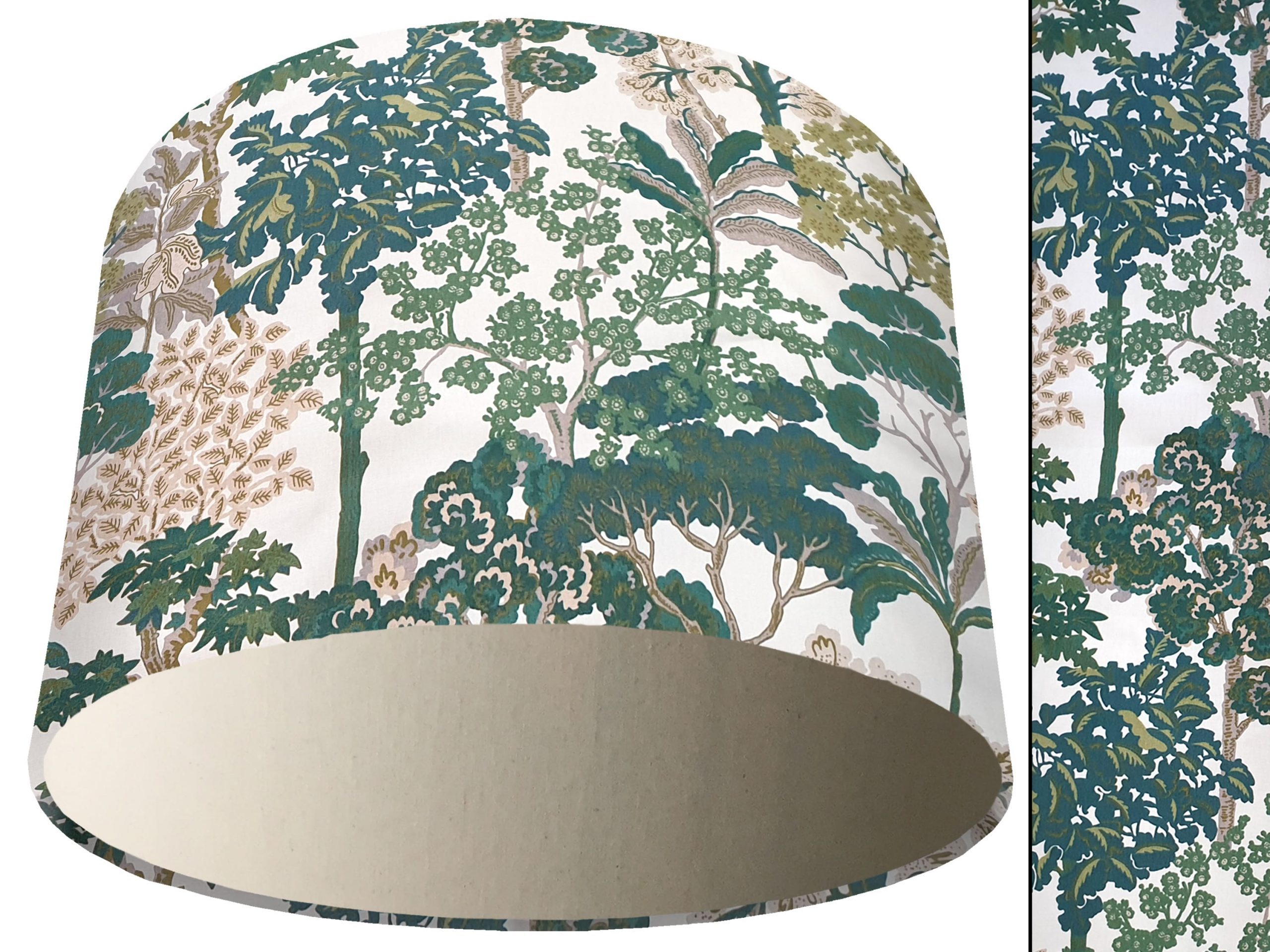 Oriental Trees Green Light Shade Cream, Modern Country