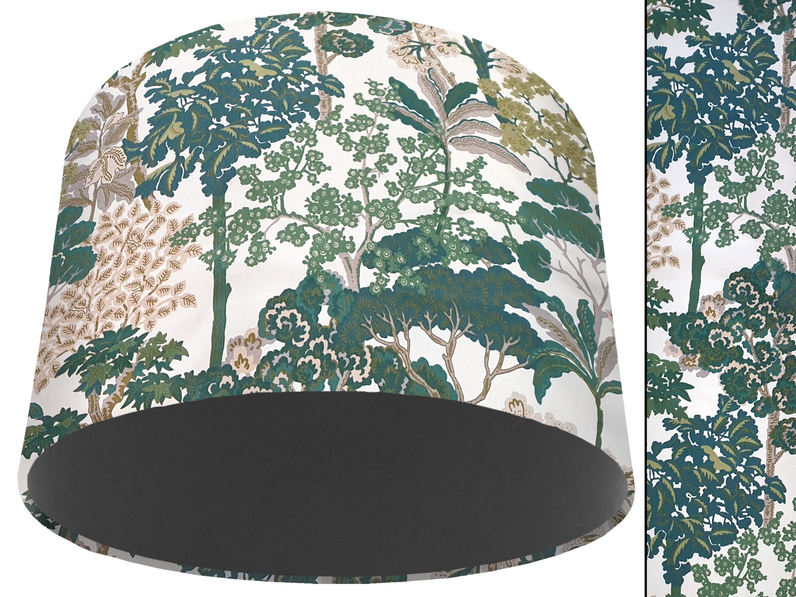 Oriental Trees Green Light Shade Dark Grey, Modern Country