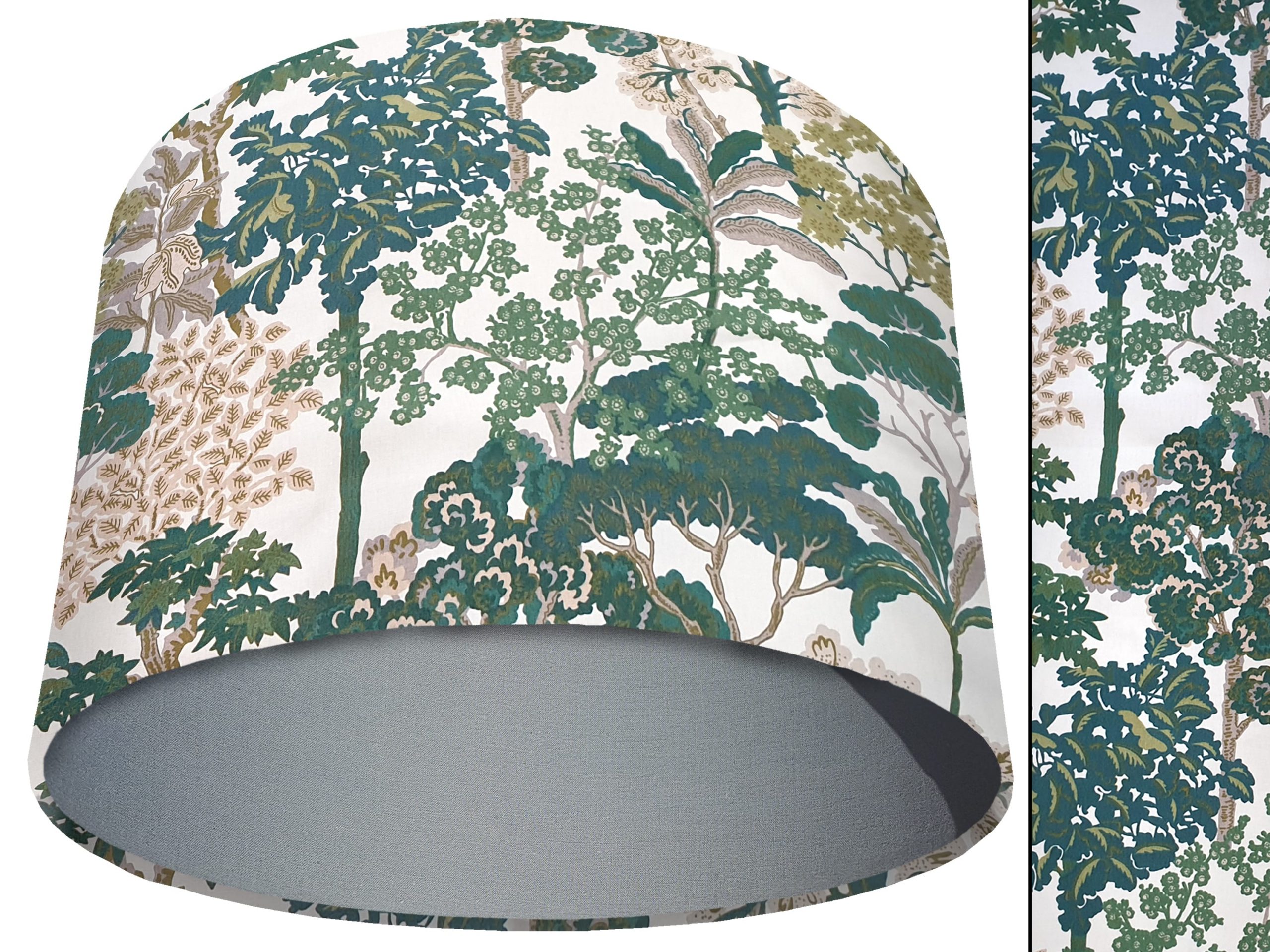 Oriental Trees Green Light Shade Light Grey, Modern Country