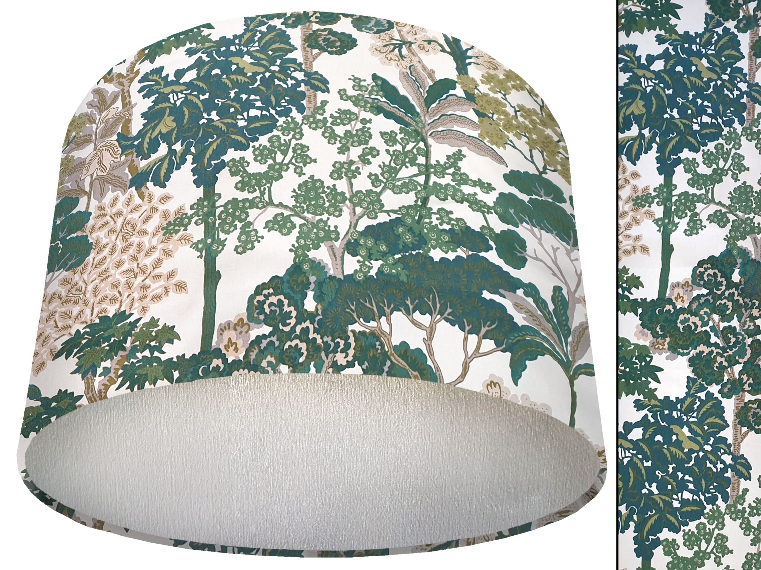 Oriental Trees Green Lamp Shade Silver, Modern Country