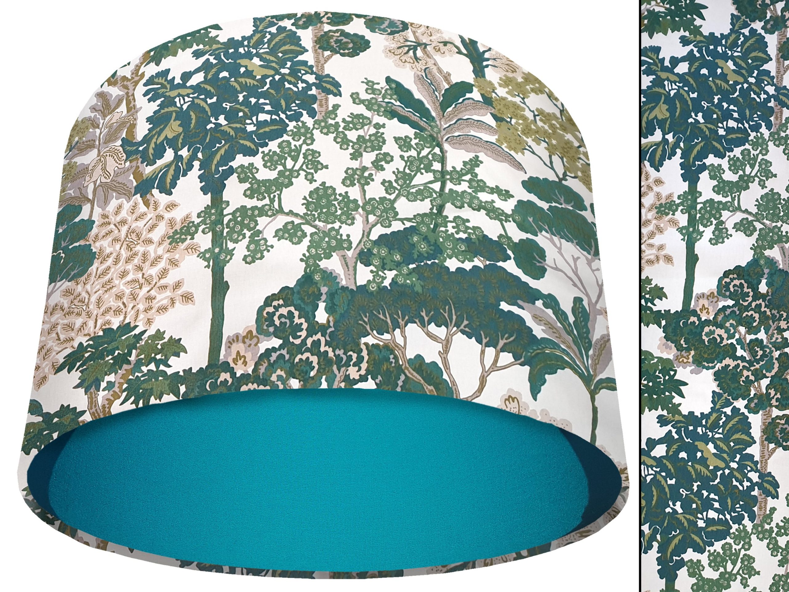 Oriental Trees Green Light Shade Teal, Modern Country