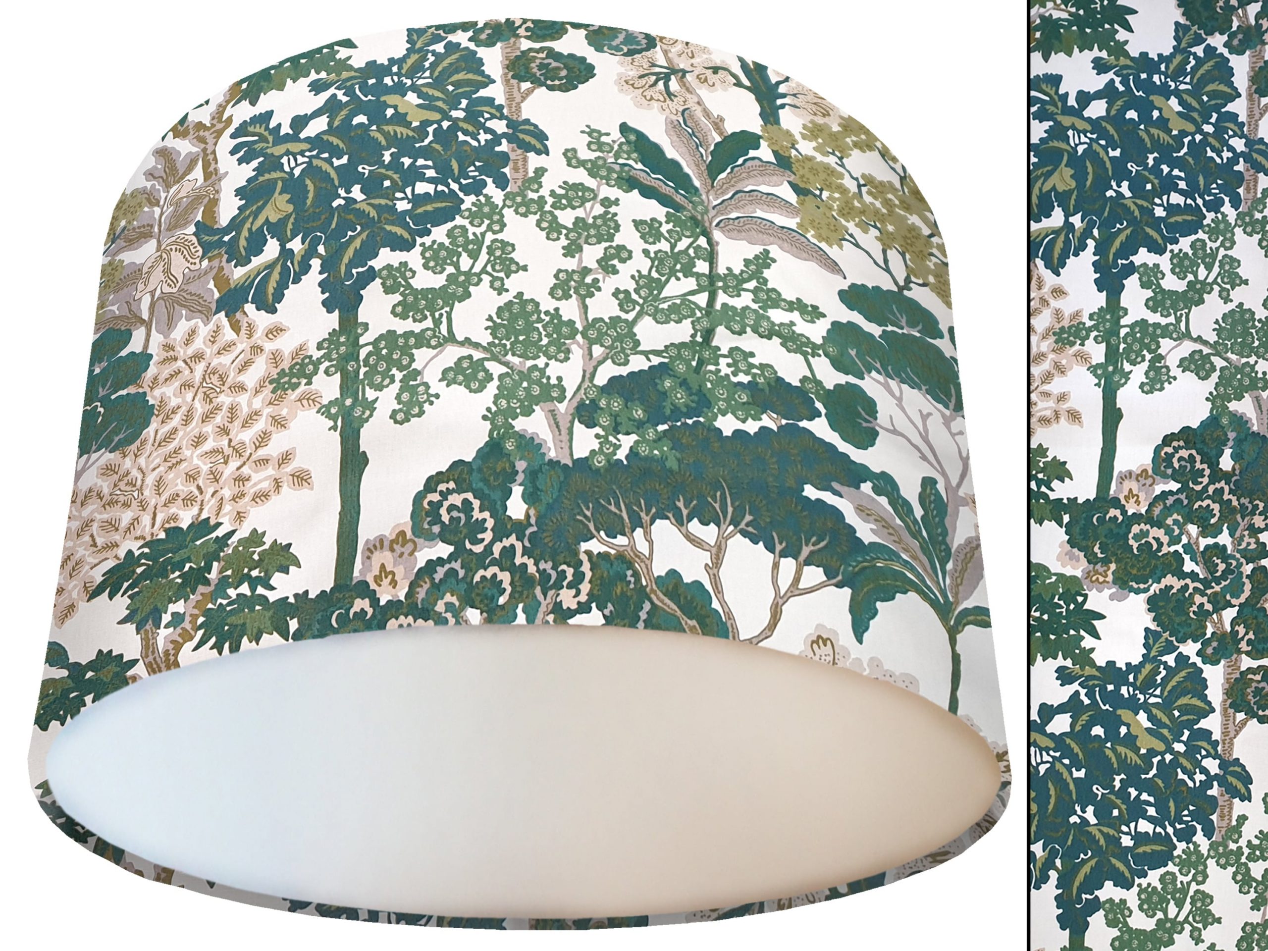 Oriental Trees Green Lamp Shade White, Modern Country