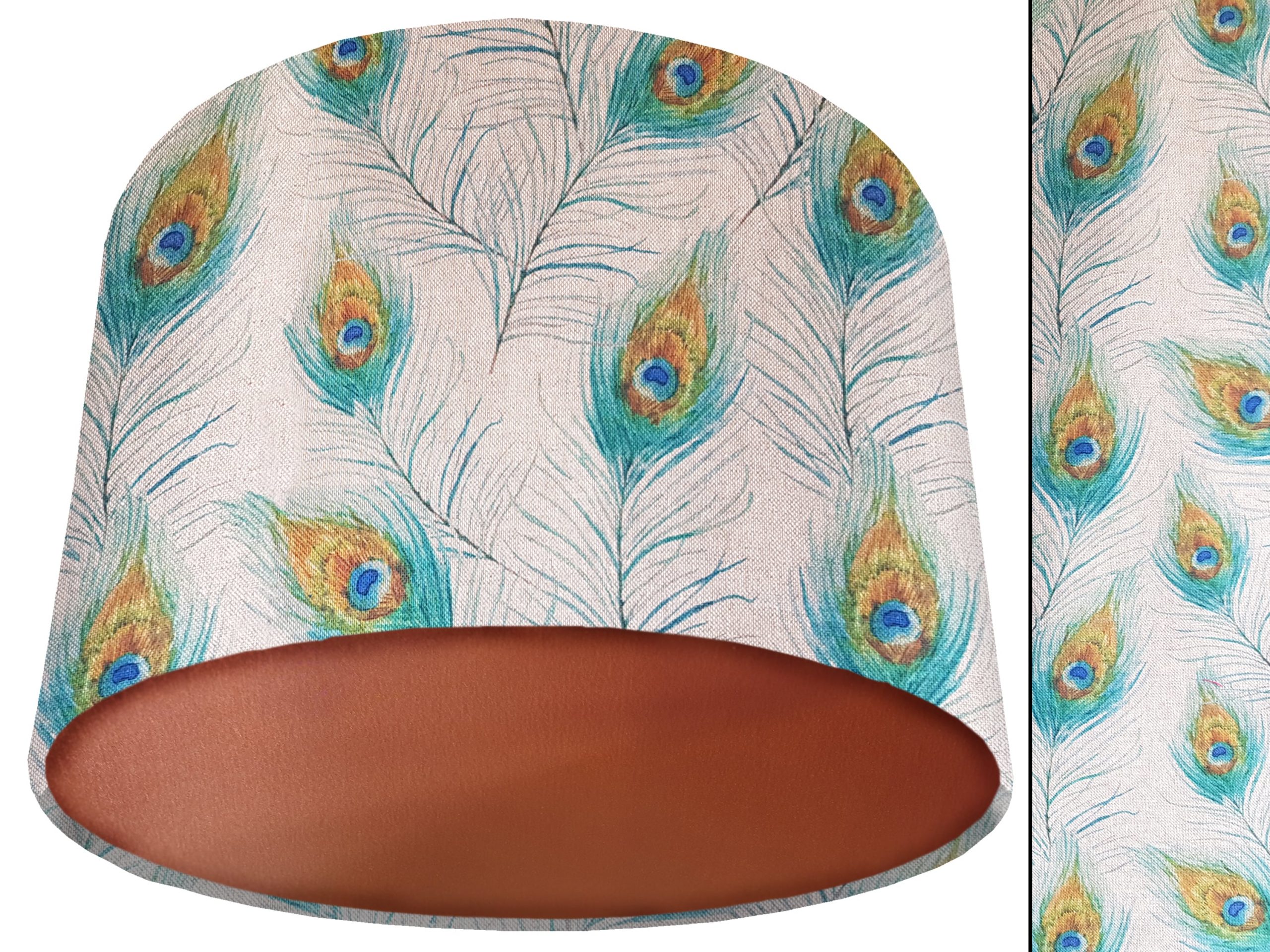 Peacock Feather Lamp Shade Copper, Country Home Interior