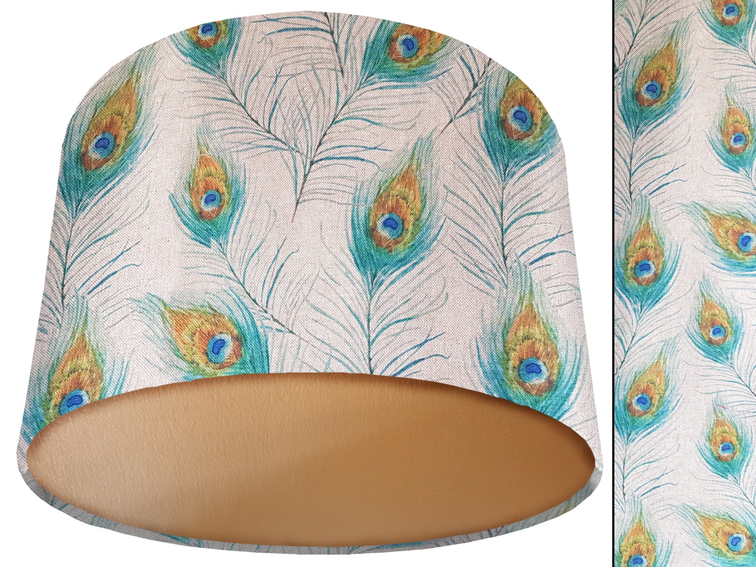 Peacock Feather Lamp Shade Gold, Country Home Interior