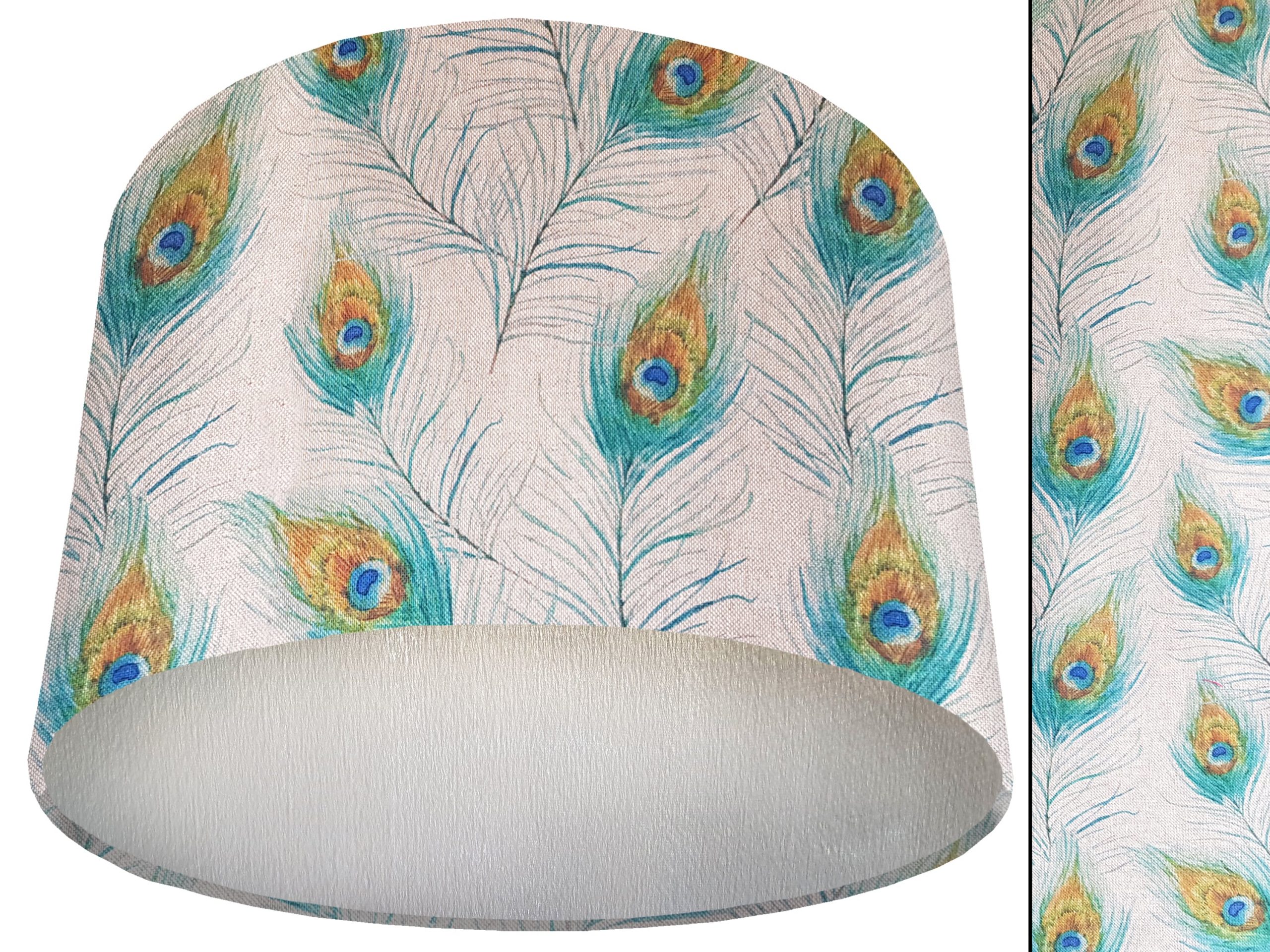 Peacock Feather Lamp Shade Silver, Country Home Interior