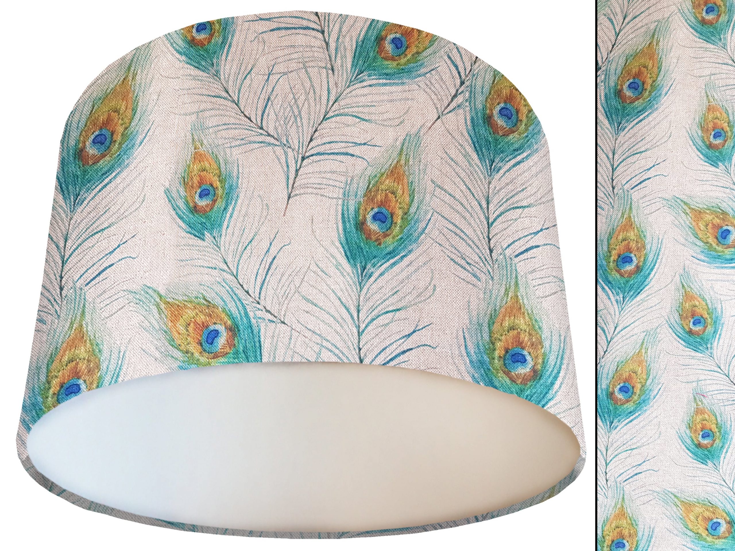 Peacock Feather Lamp Shade White, Country Home Interior