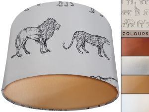 Savannah Animals Lamp Shade Gold, Animal Print Light