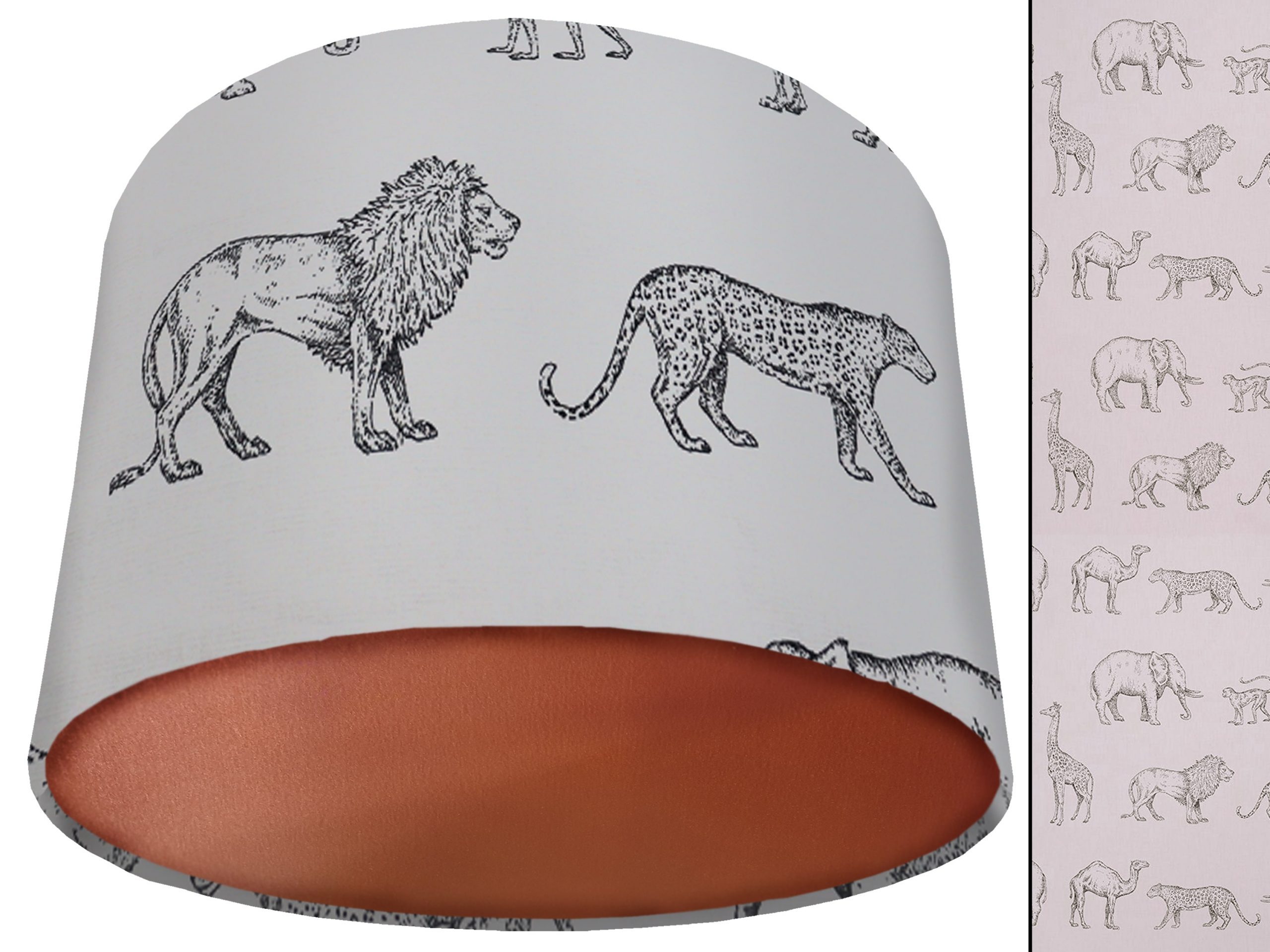 Savannah Animals Lamp Shade Copper, Animal Print Light