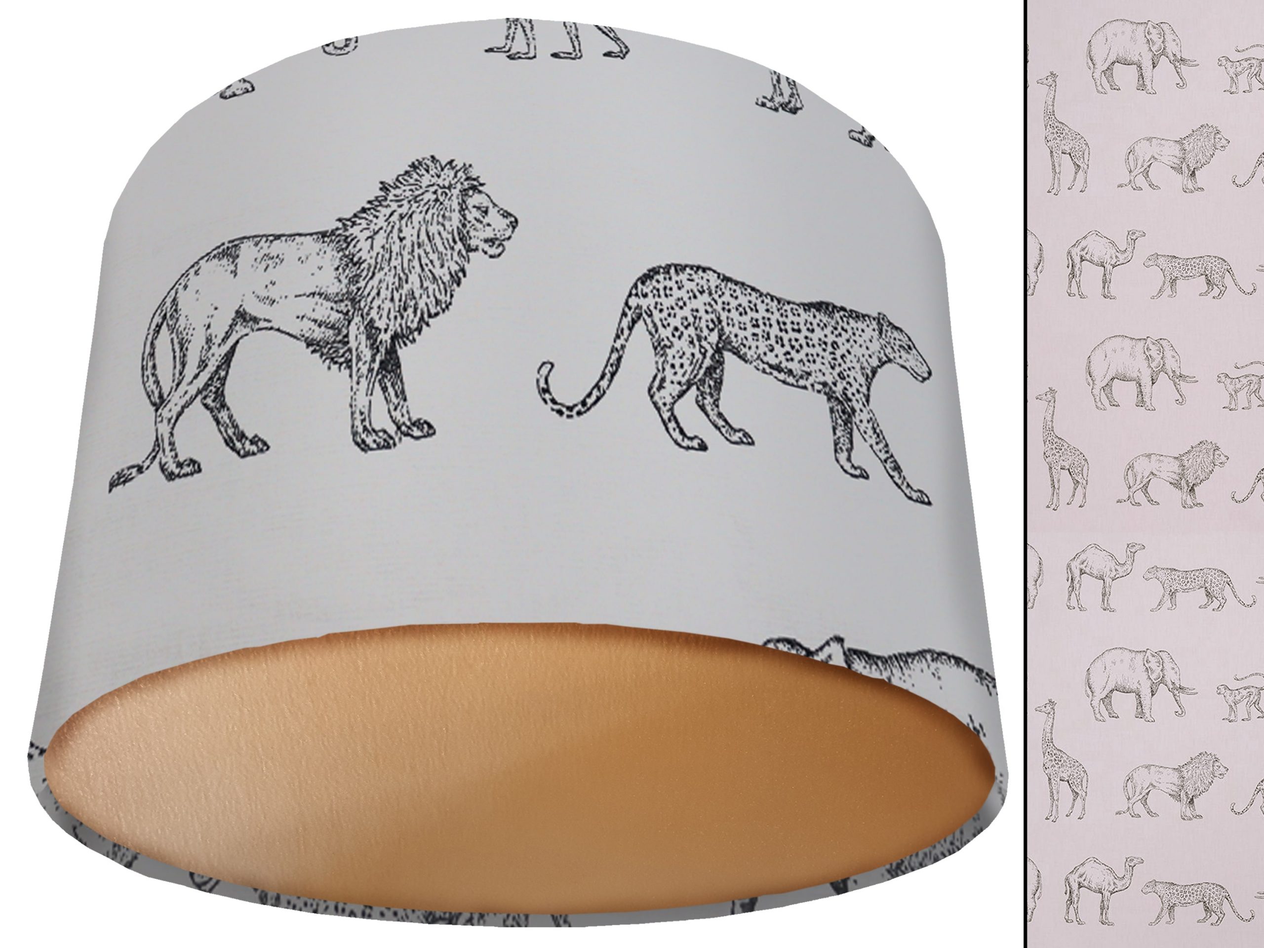 Savannah Animals Lamp Shade Gold, Animal Print Light
