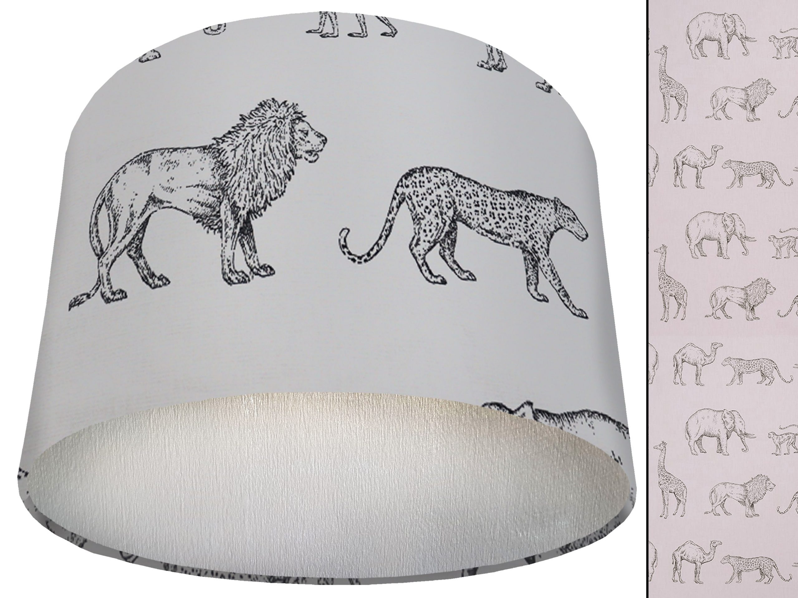 Savannah Animals Lamp Shade Silver, Animal Print Light