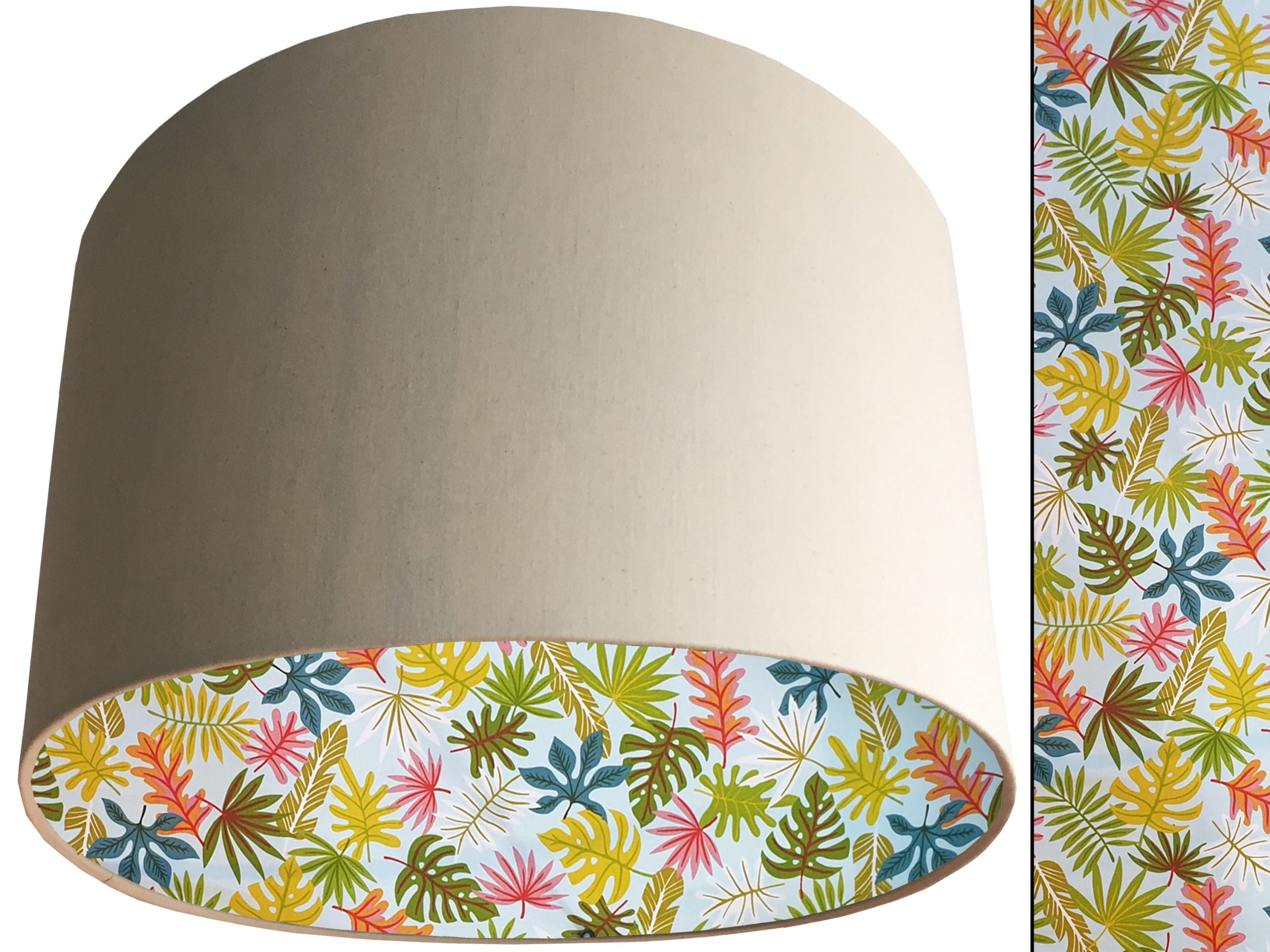 Tropical Leaf Mint Lampshade Cream, Vibrant Interior Lighting