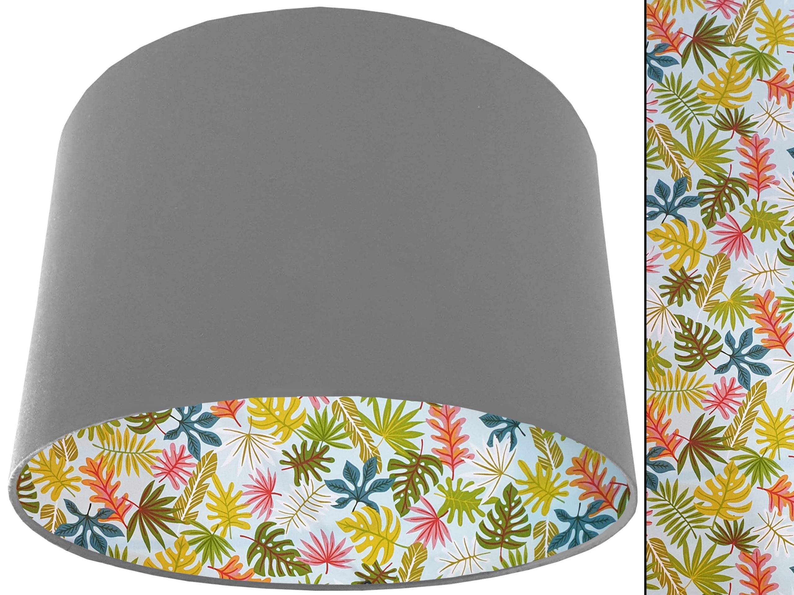 Tropical Leaf Mint Lampshade Light Grey, Vibrant Interior Lighting