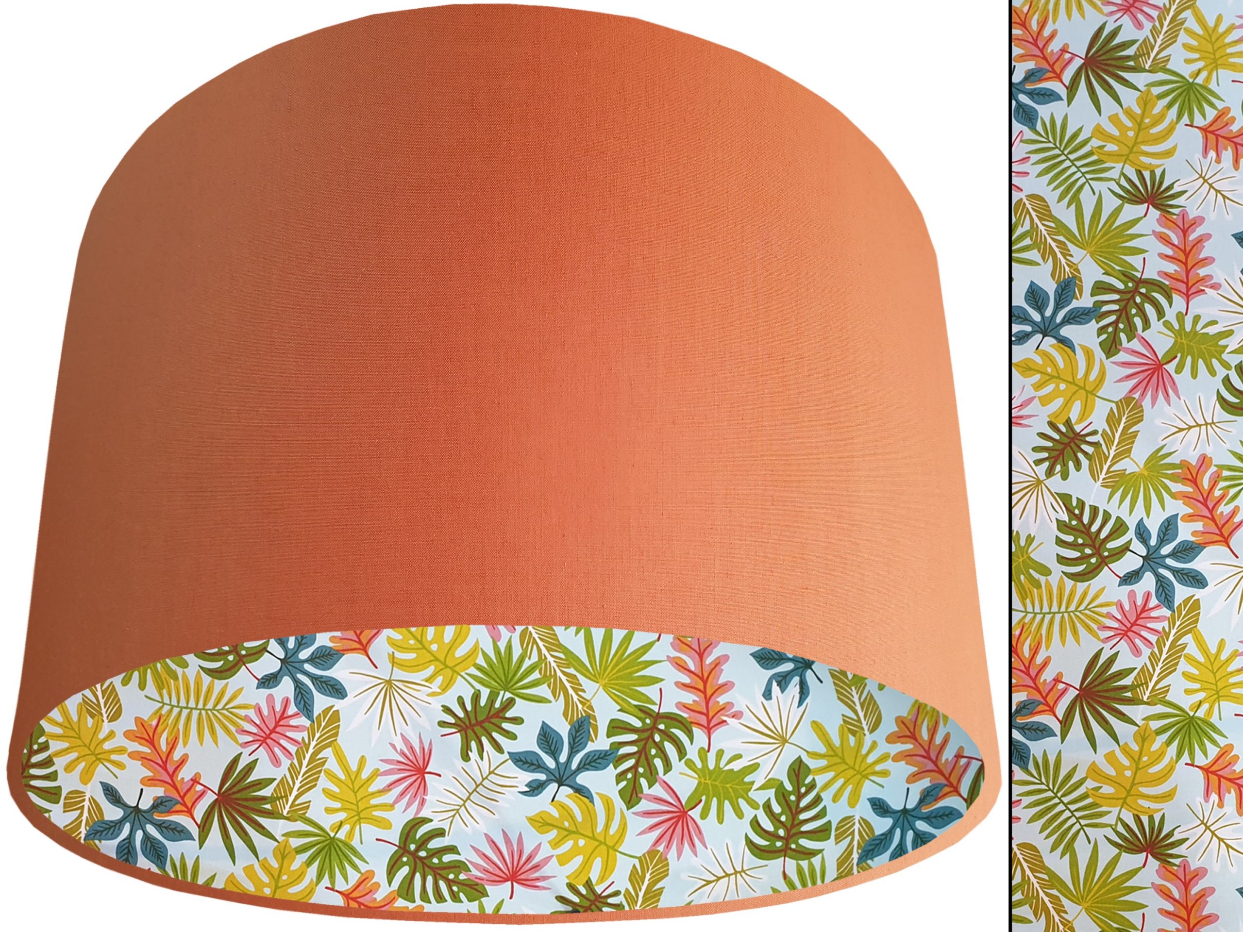 Tropical Leaf Mint Lampshade Orange, Vibrant Interior Lighting