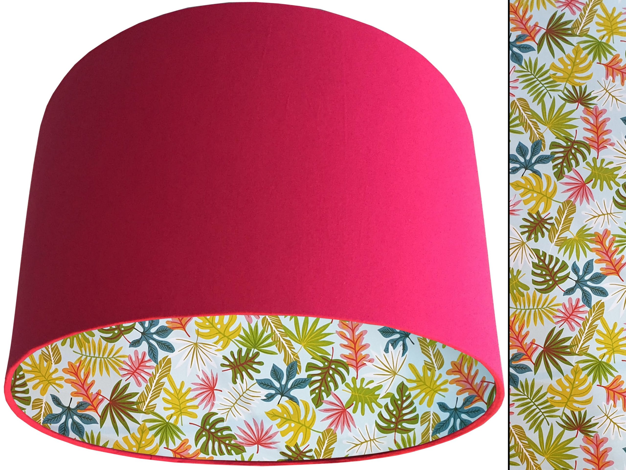 Tropical Leaf Mint Lampshade Pink, Vibrant Interior Lighting