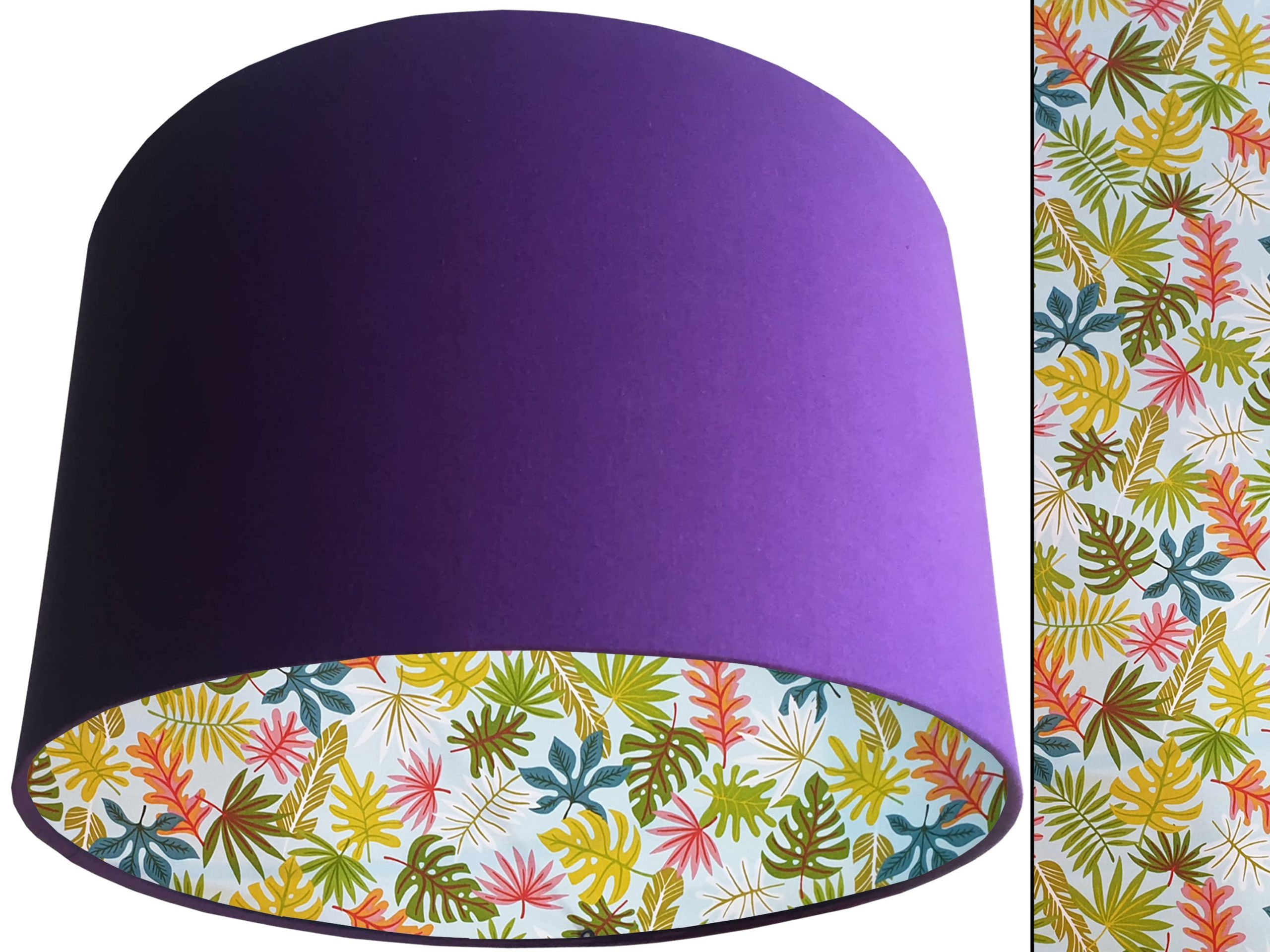 Tropical Leaf Mint Lampshade Purple, Vibrant Interior Lighting