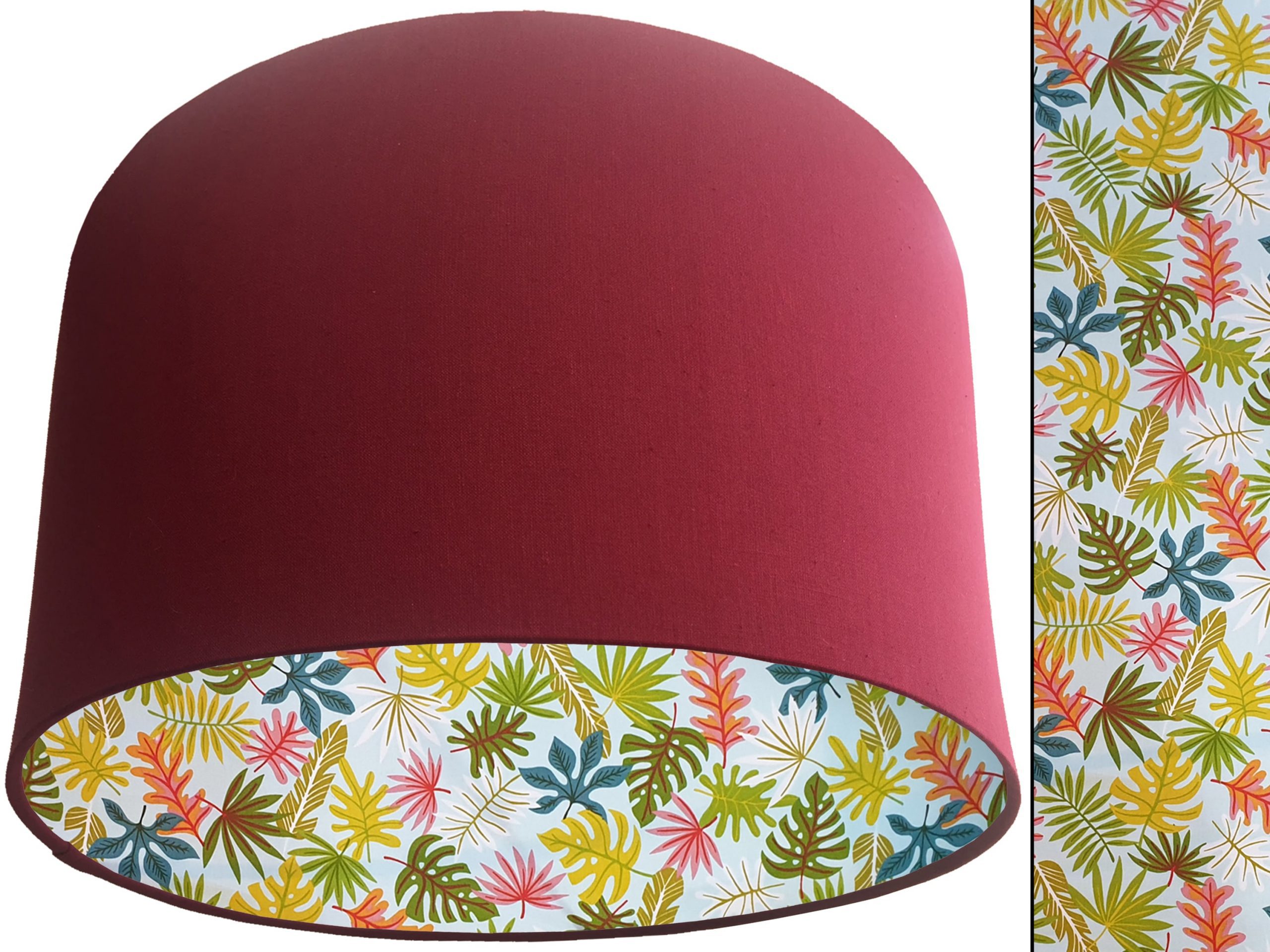 Tropical Leaf Mint Lampshade Red, Vibrant Interior Lighting