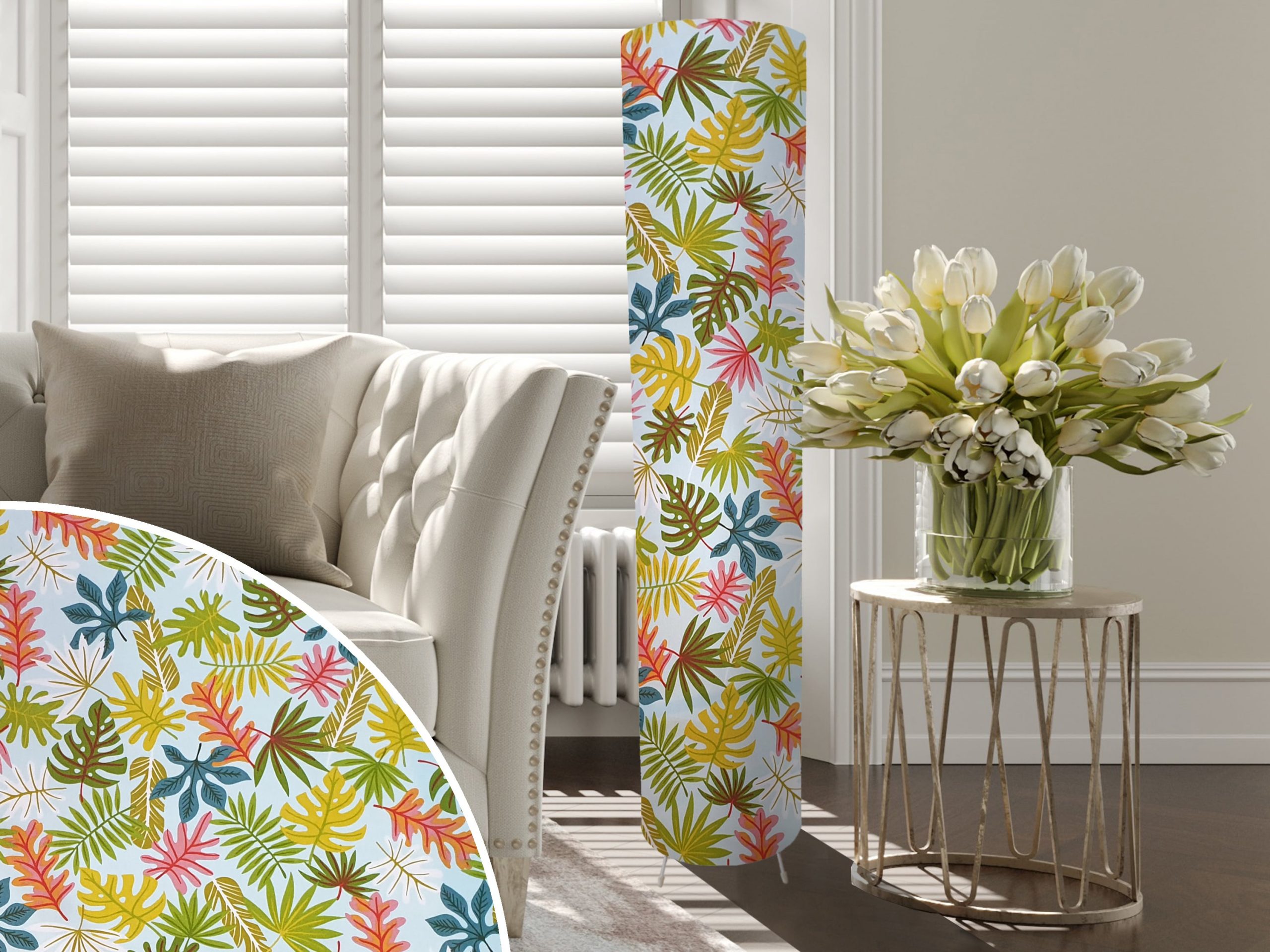 Tropical Leaf Mint Floor Lamp, Exotic Ambient Lighting