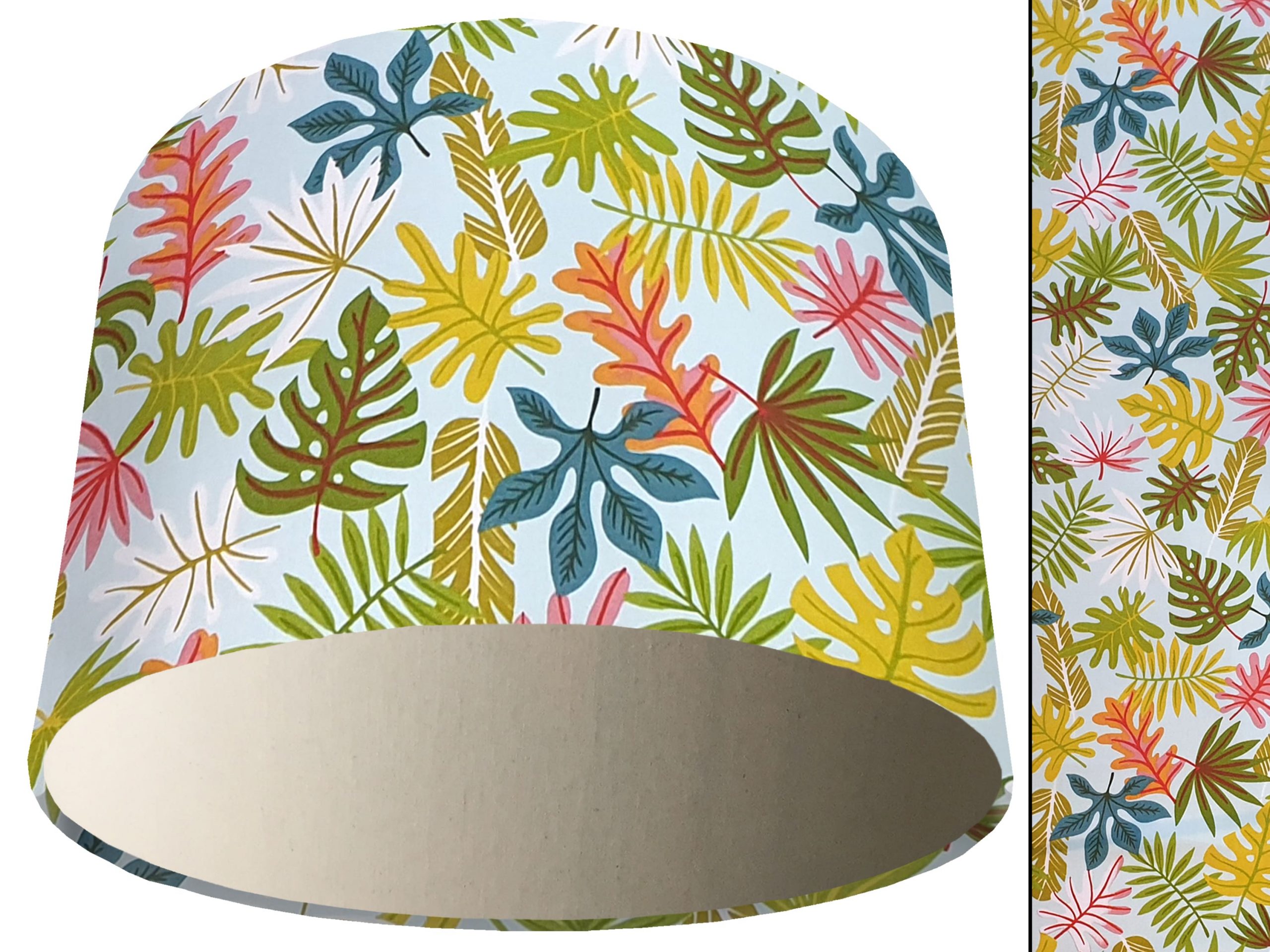 Tropical Leaf Mint Light Shade Cream, Bold Exotic Interior