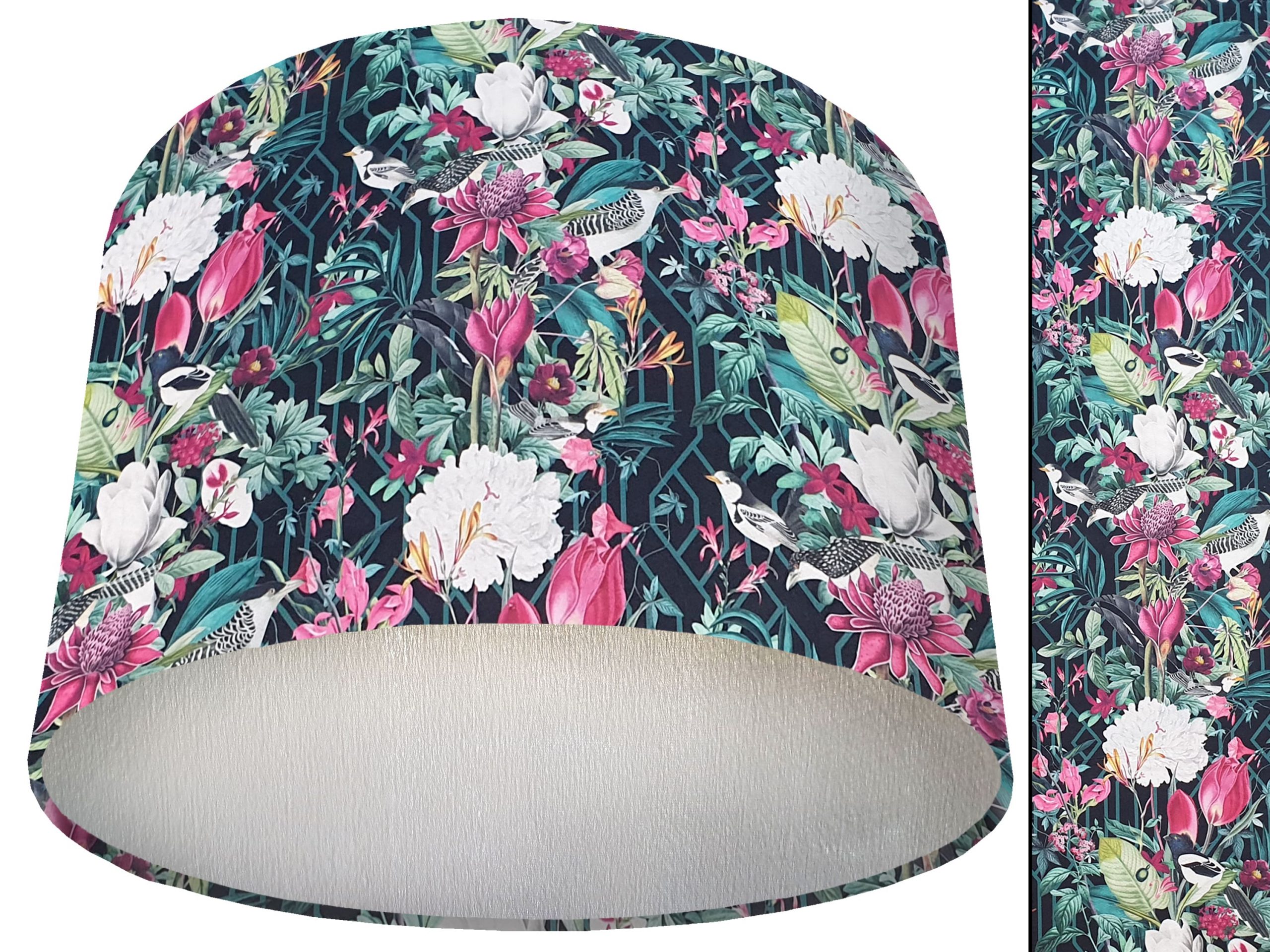 Garden Birds Dark Velvet Lampshade Silver, Country Home