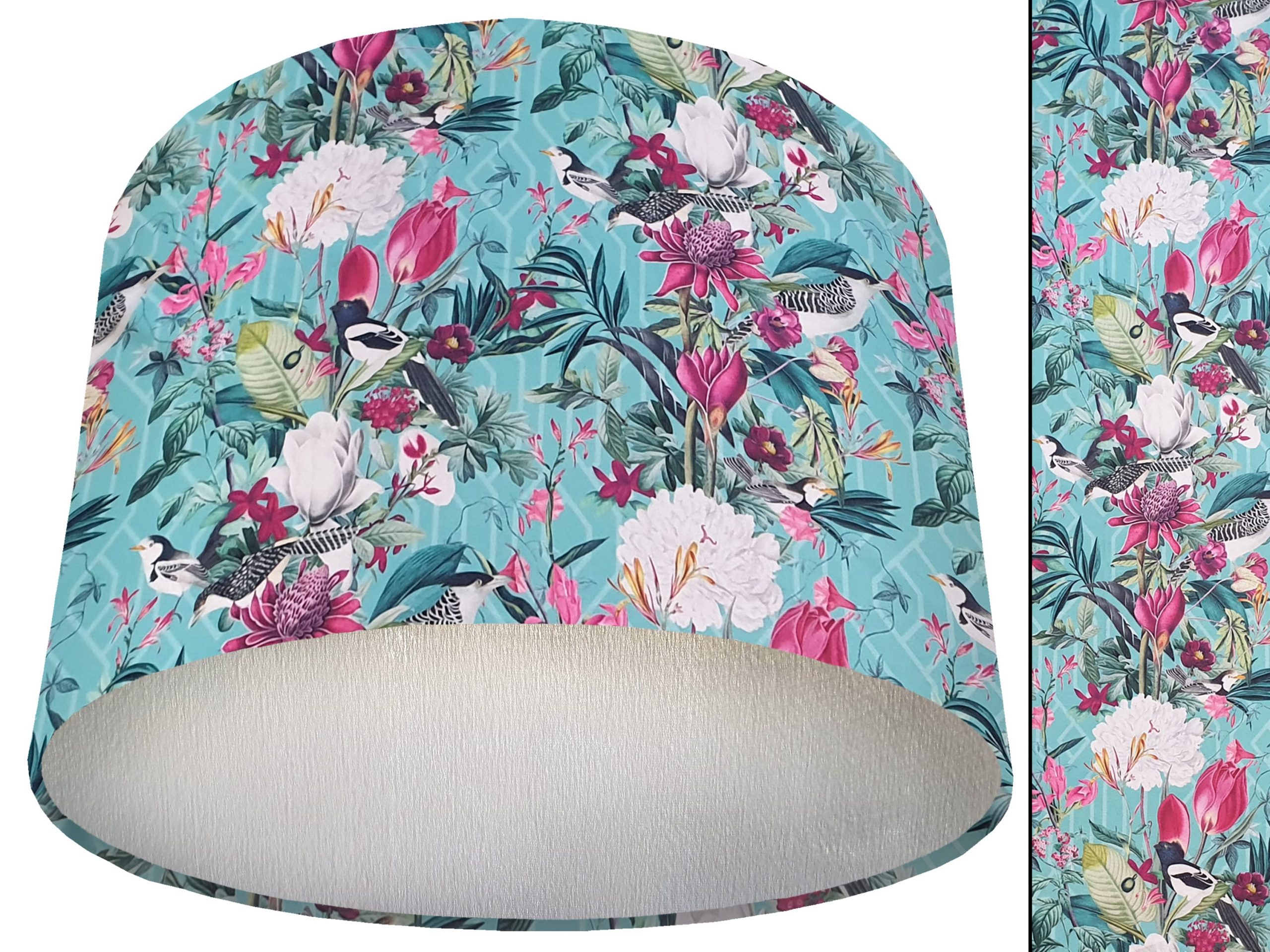 Garden Birds Mint Velvet Lampshade Silver, Modern Country