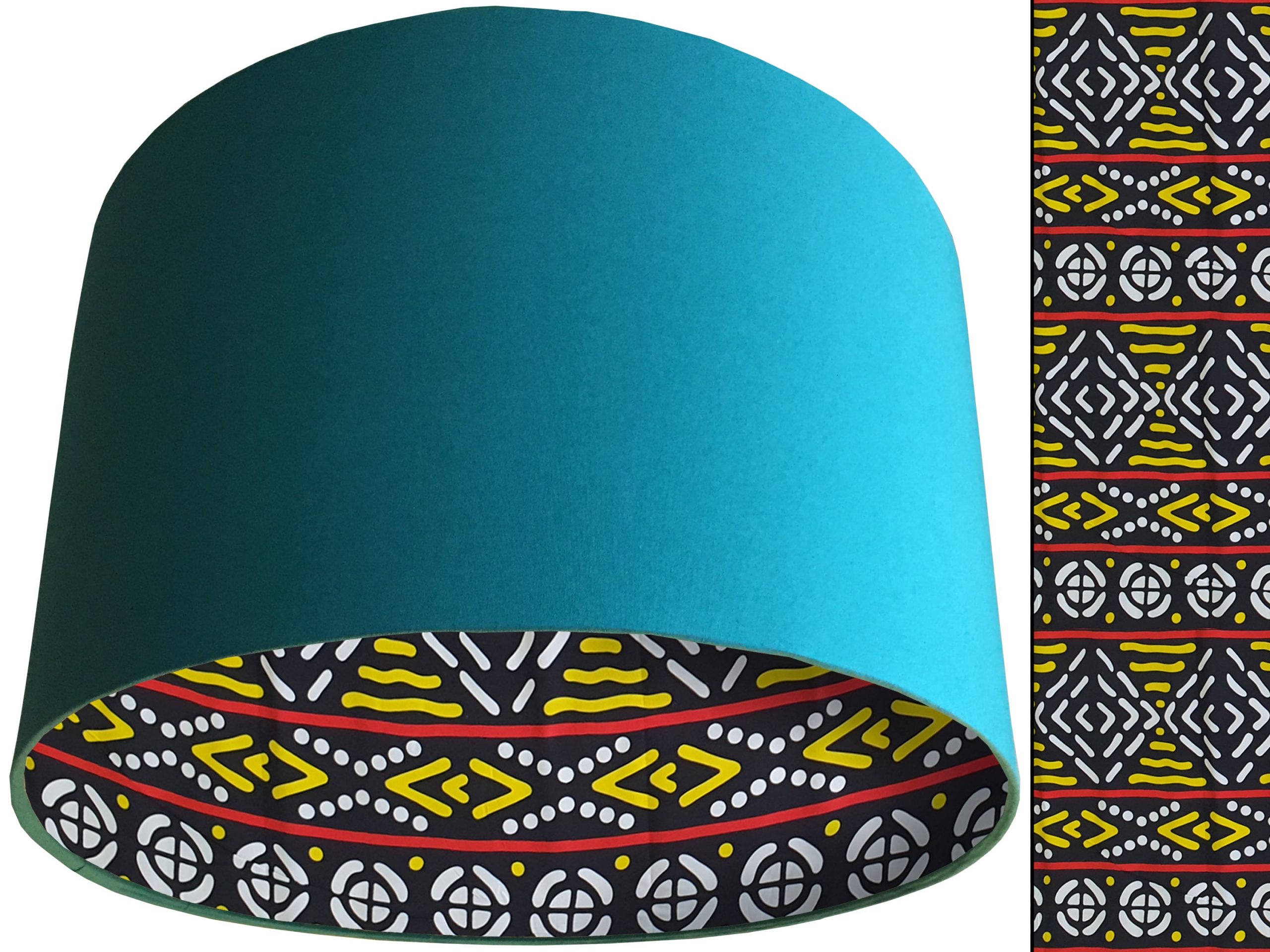 Modern Boho Lampshade Teal, Bohemian Geometric Light