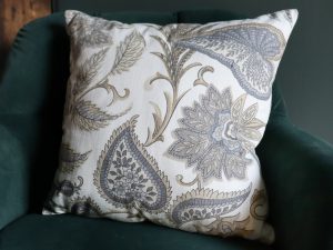 Cream Paisley Sofa Cushion, Stylish Interior Cushion