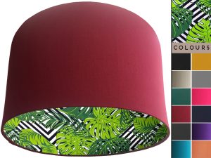 Jungle Leaf Green Lampshade Red, Bold Tropical Interior