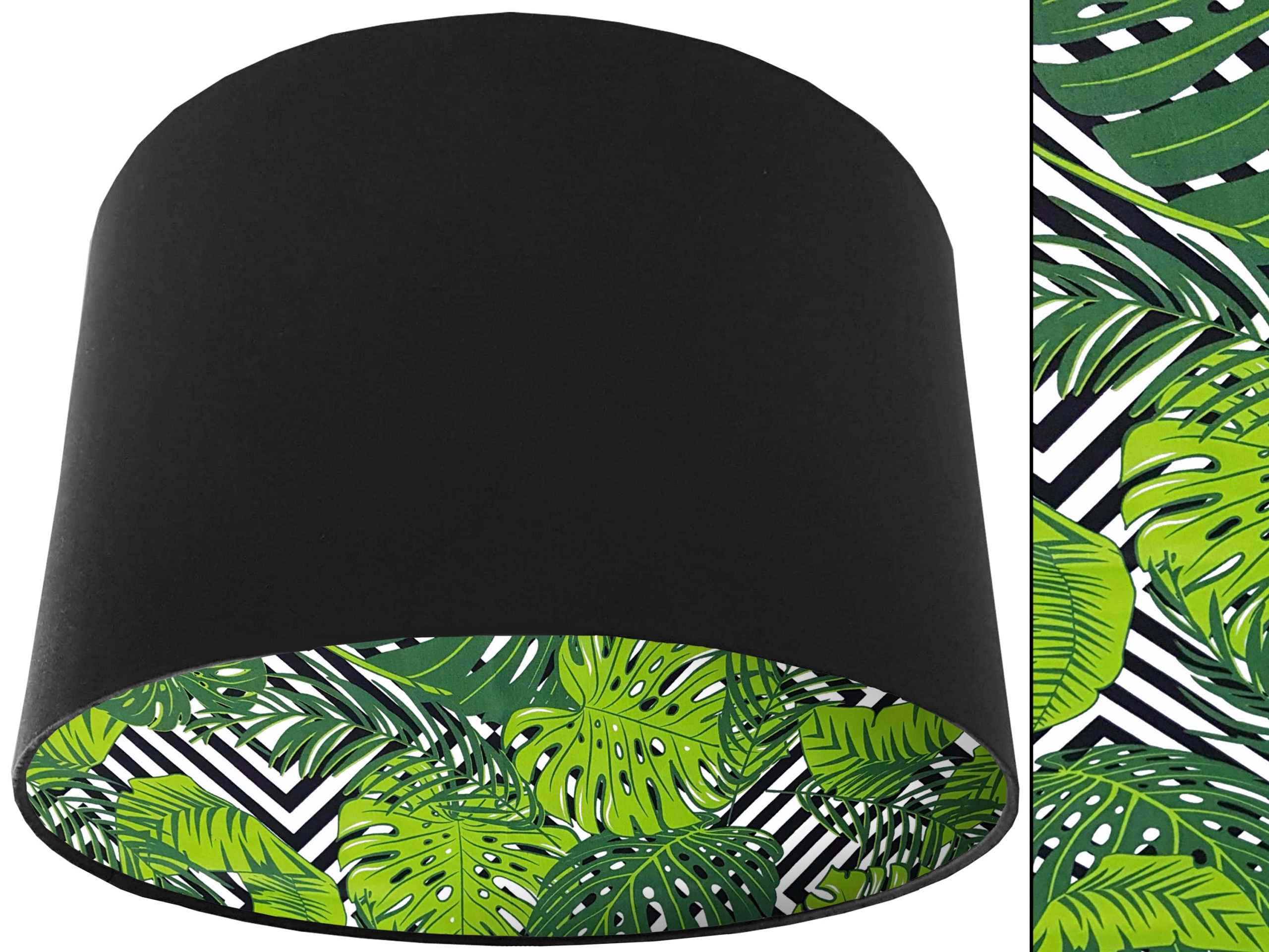 Jungle Leaf Green Lampshade Black, Bold Tropical Interior