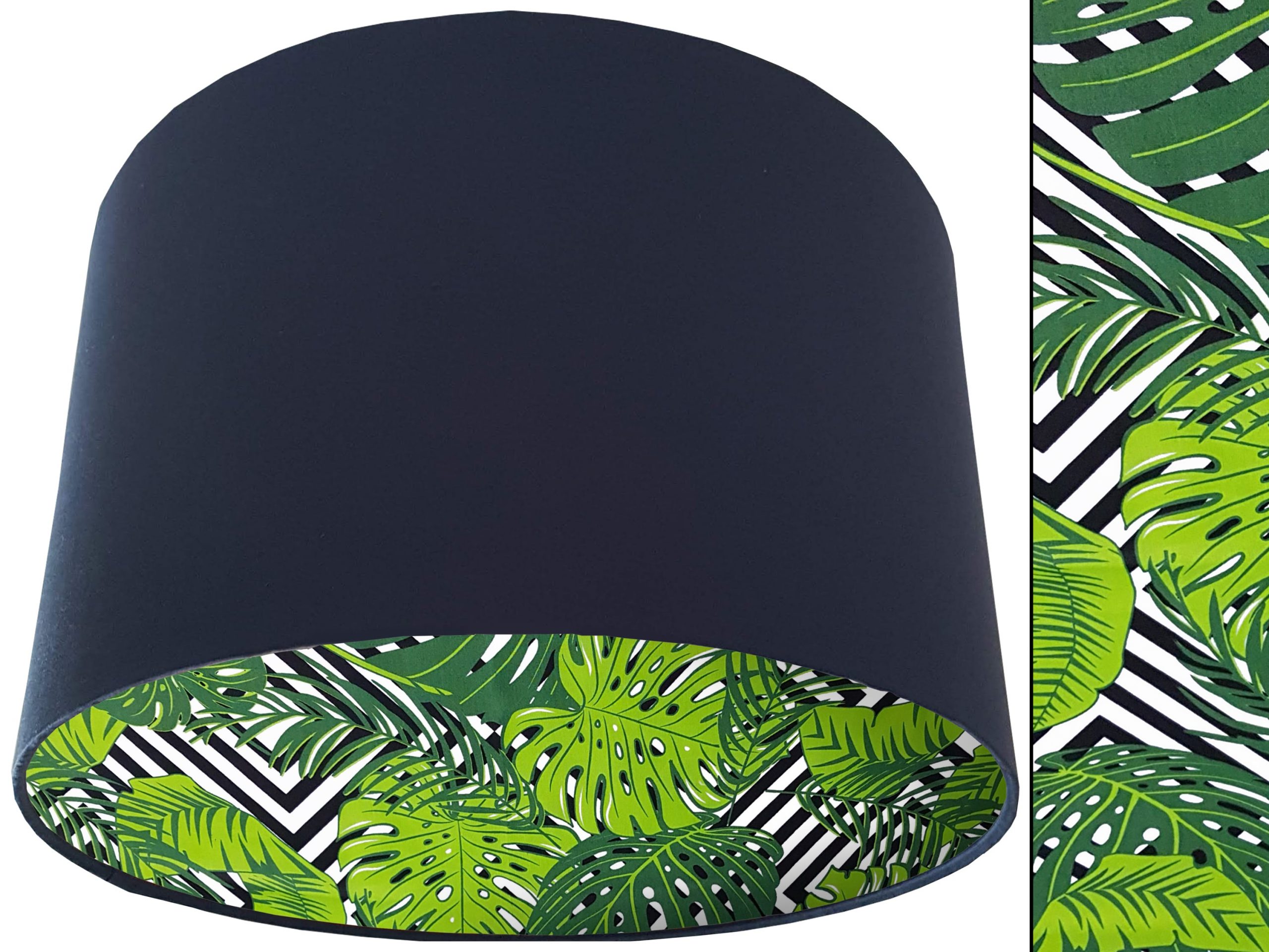 Jungle Leaf Green Lampshade Blue, Bold Tropical Interior