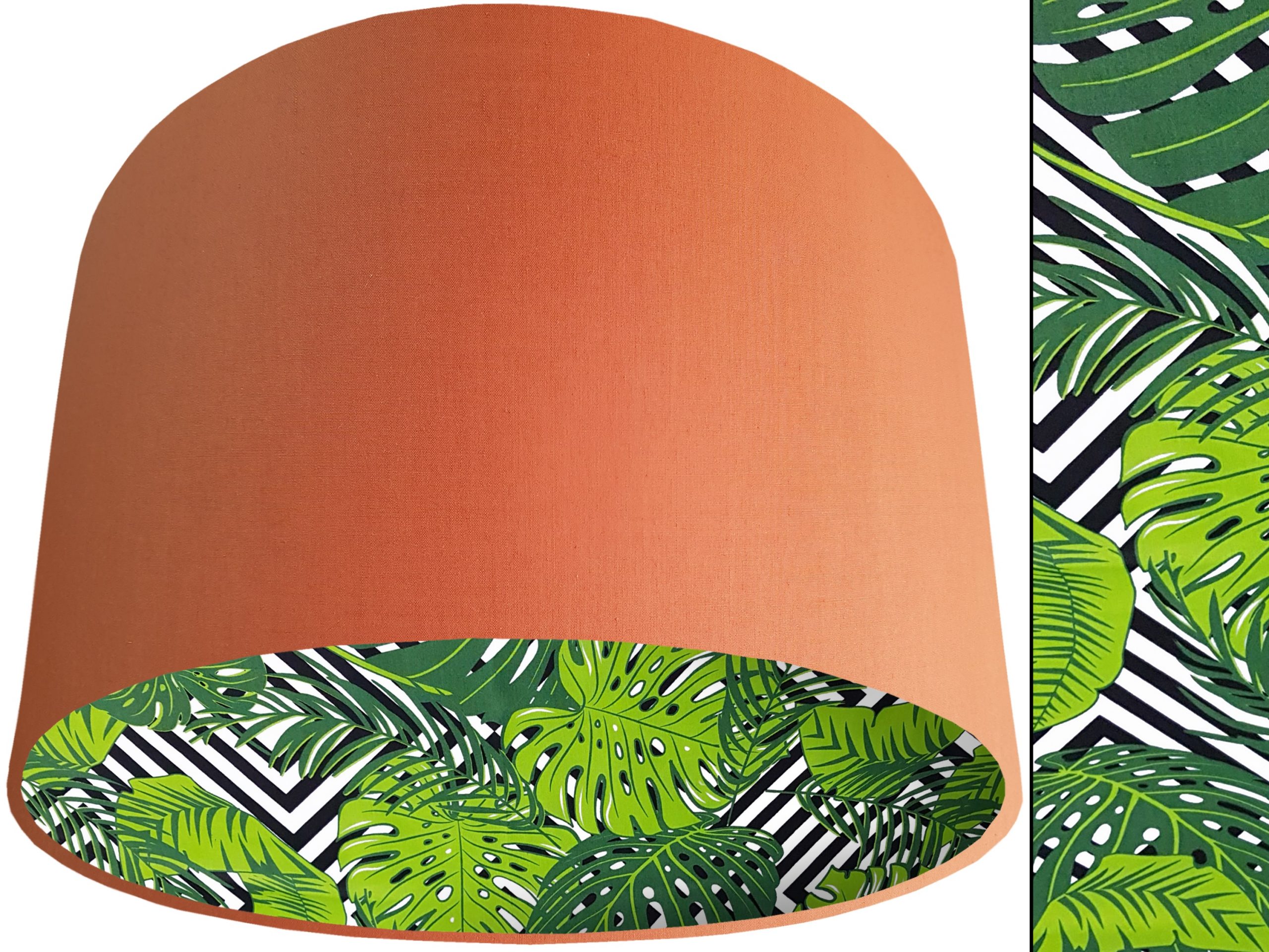 Jungle Leaf Green Lampshade Orange, Bold Tropical Interior